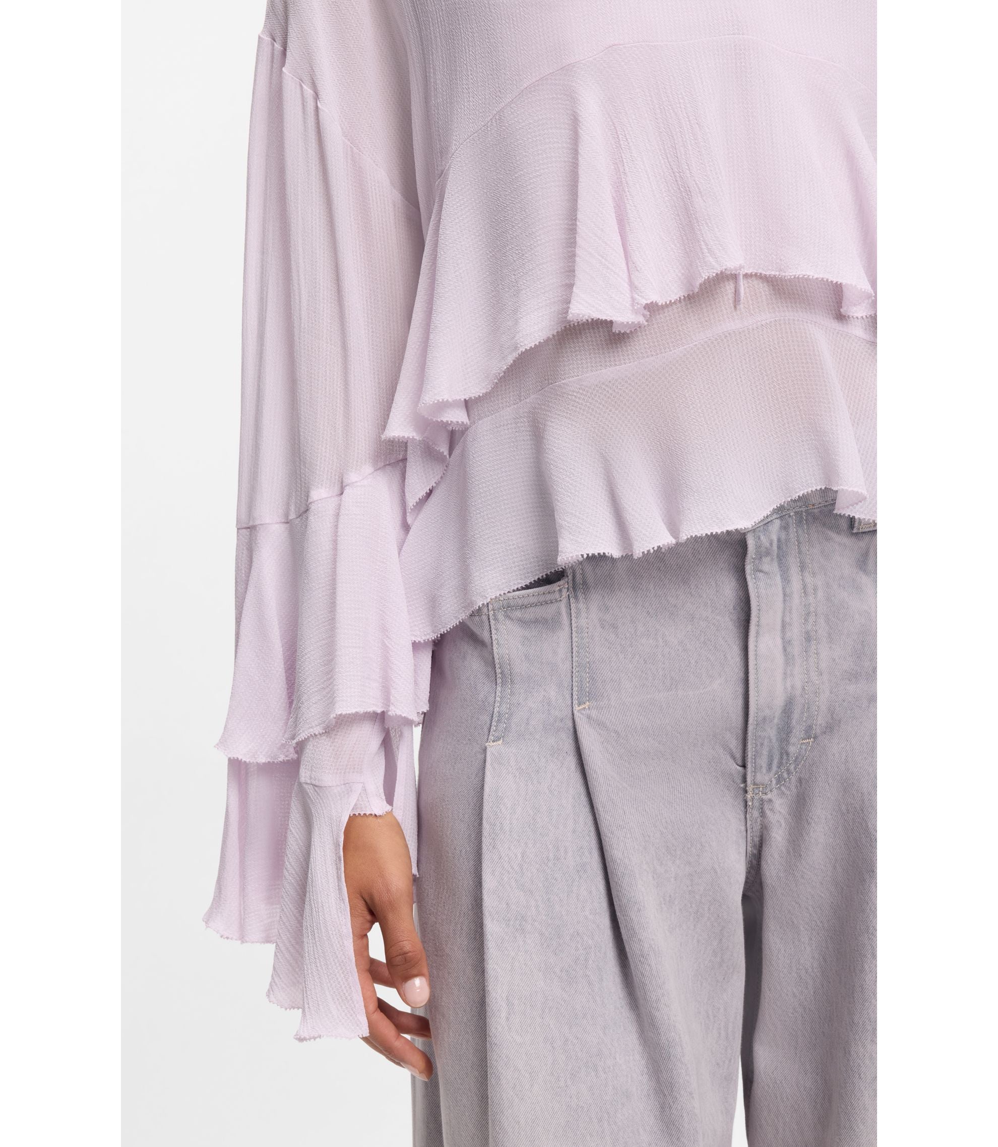 Boss Relaxed Fit Blouse In Seersucker Light Purple Women's