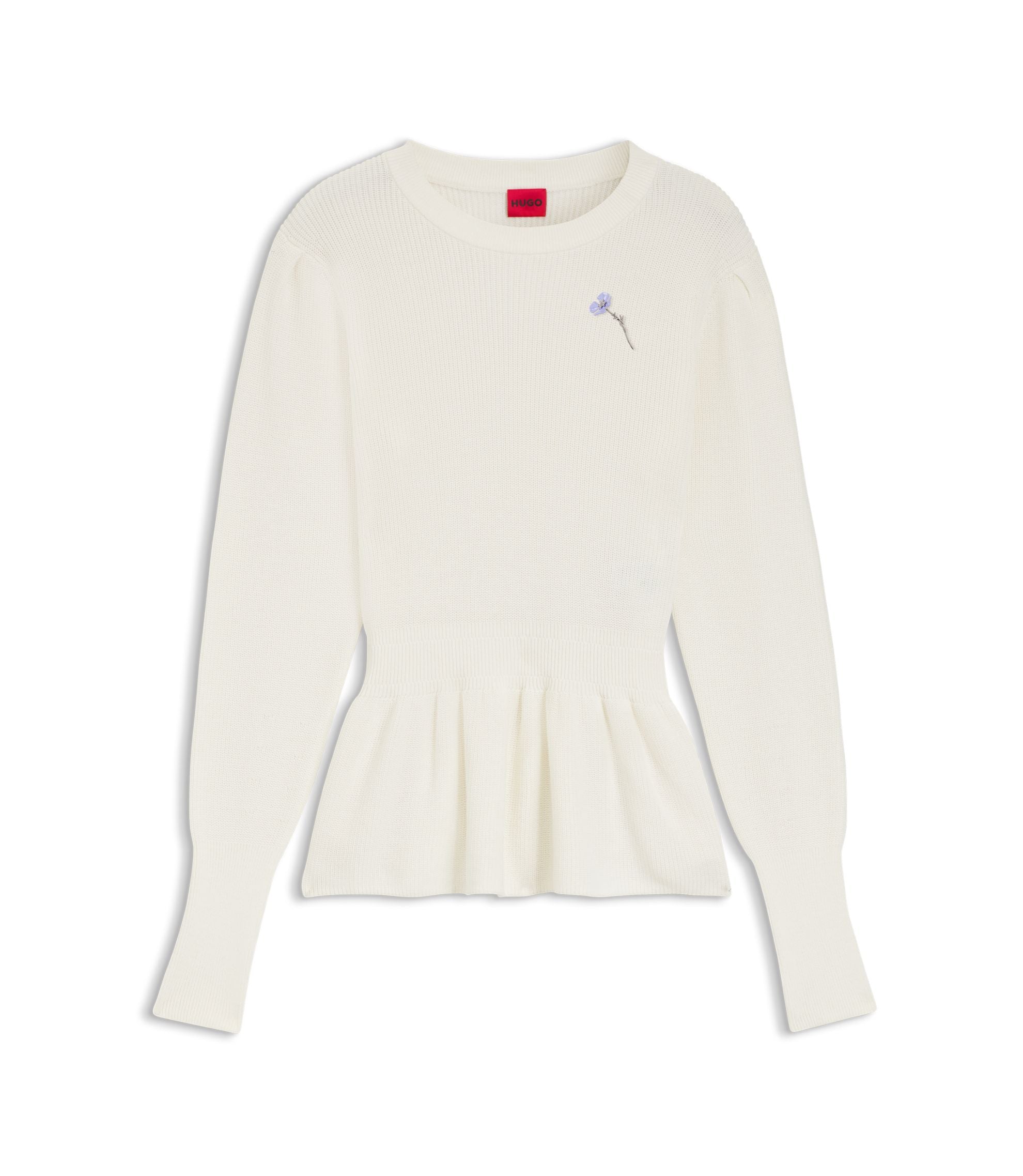 Hugo Cotton Sweater With Detachable Floral Brooch White Women's
