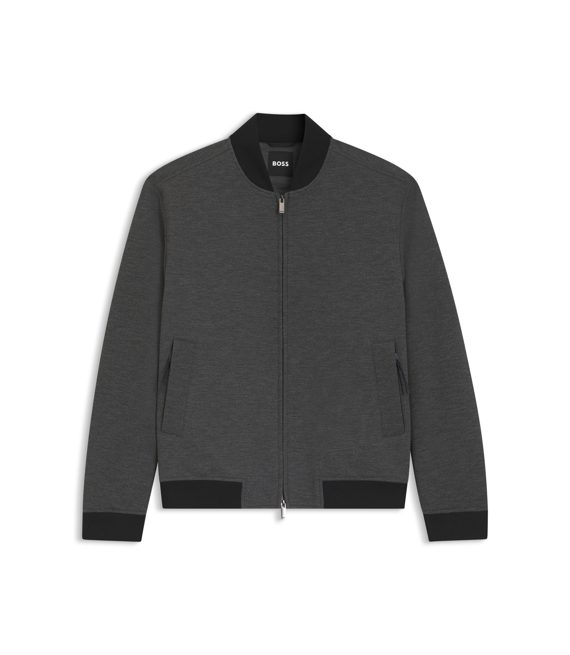 Boss Slim Fit Jacket In Wrinkle Resistant Fabric Silver