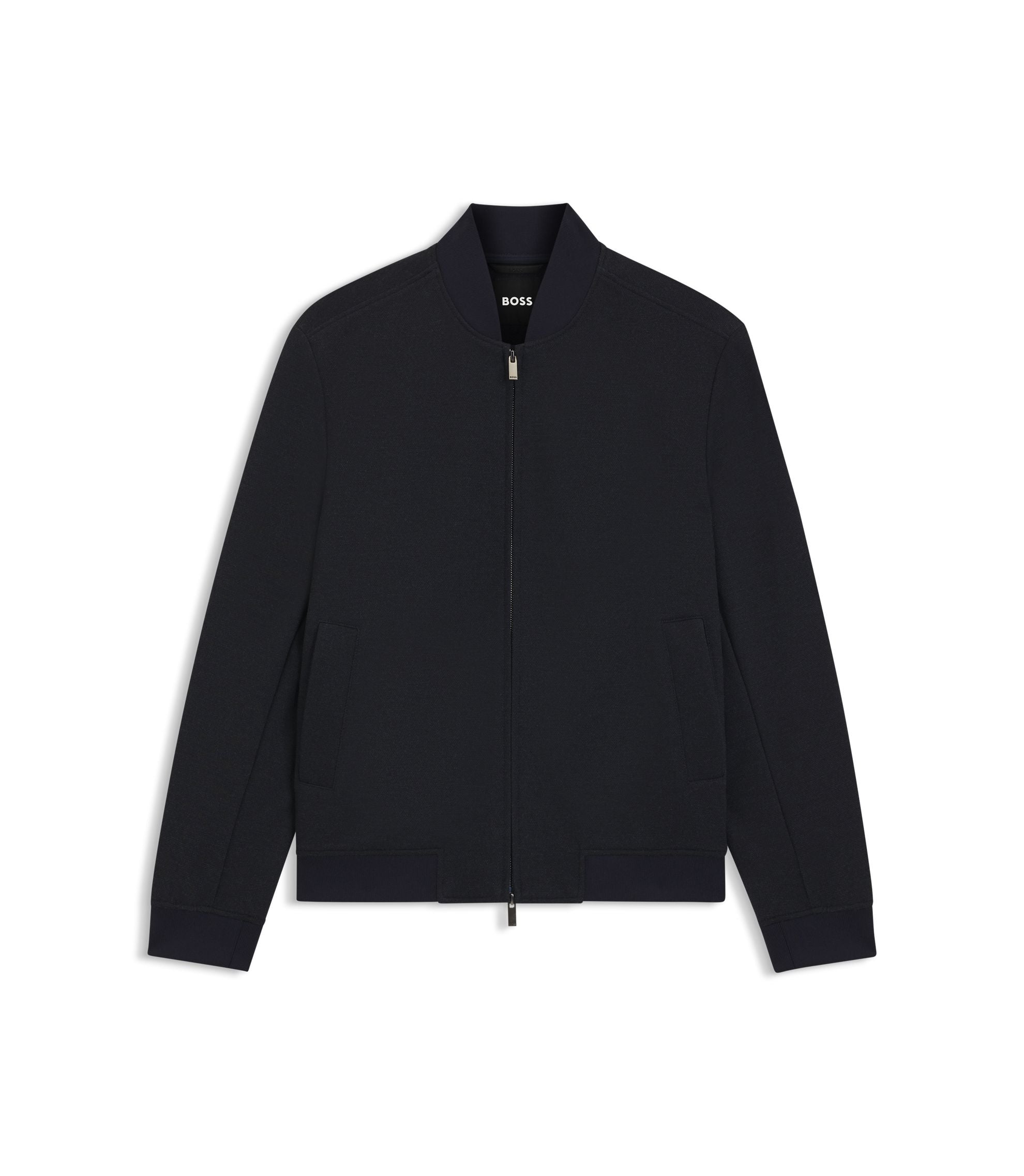 Boss Slim Fit Jacket In Wrinkle Resistant Fabric Dark Blue