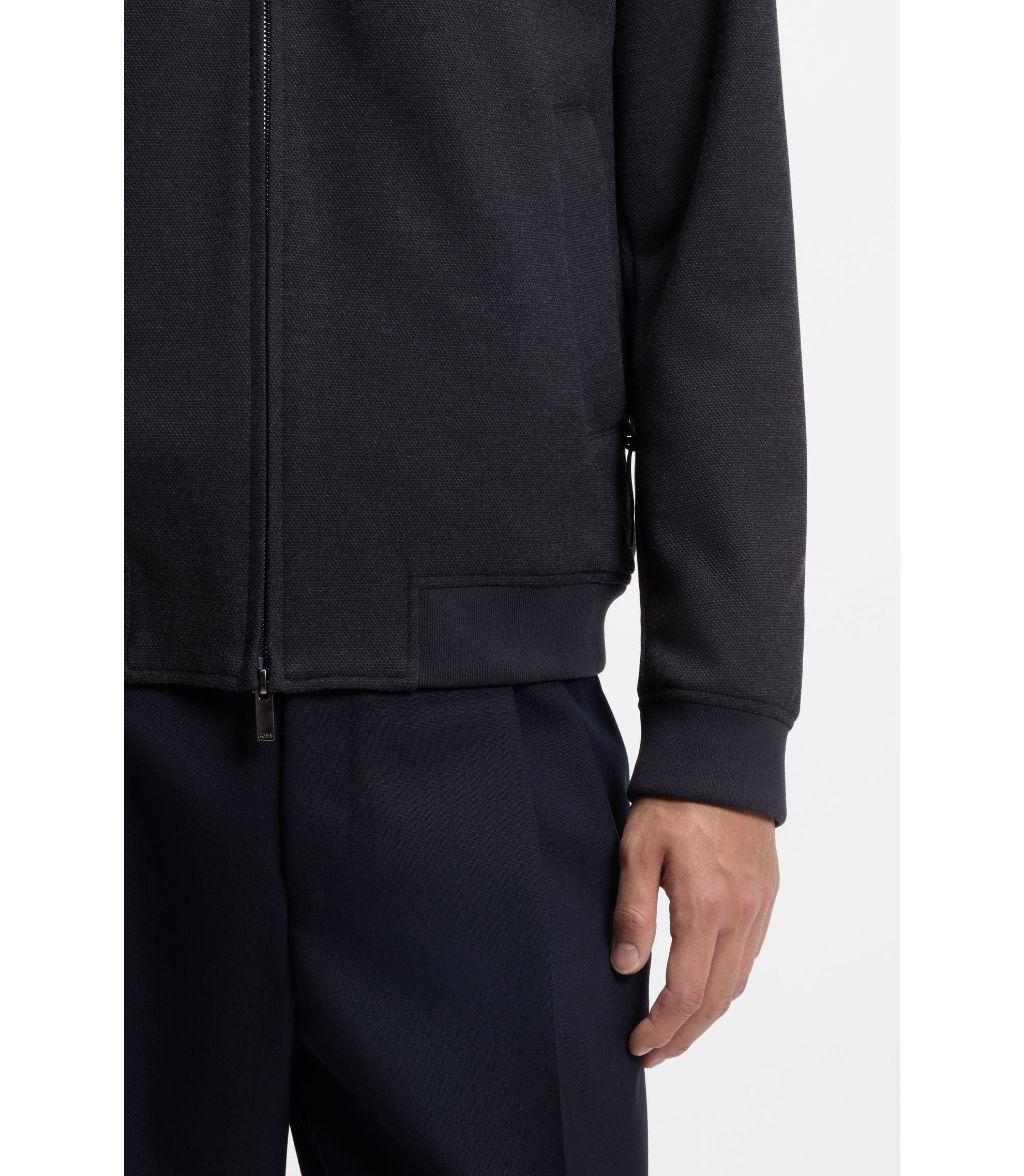 Boss Slim Fit Jacket In Wrinkle Resistant Fabric Dark Blue