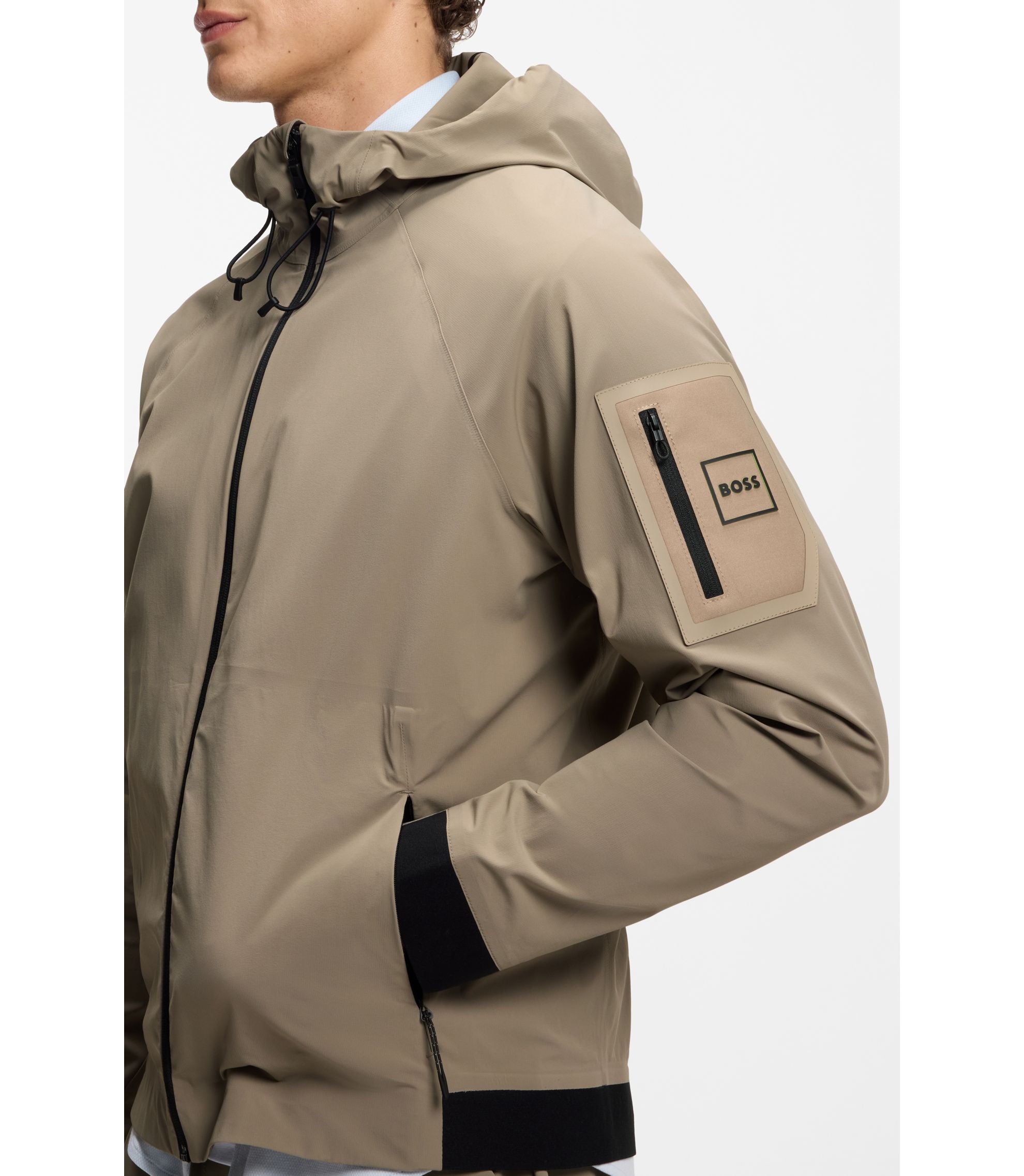 Boss Water Repellent Jacket With Micro Waffle Structure Light Green