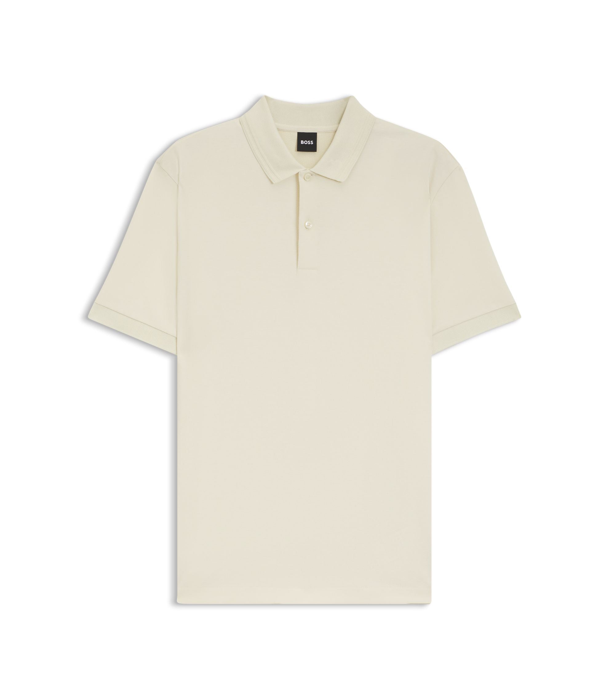Boss Monogram Placket Polo Shirt In A Cotton Blend White