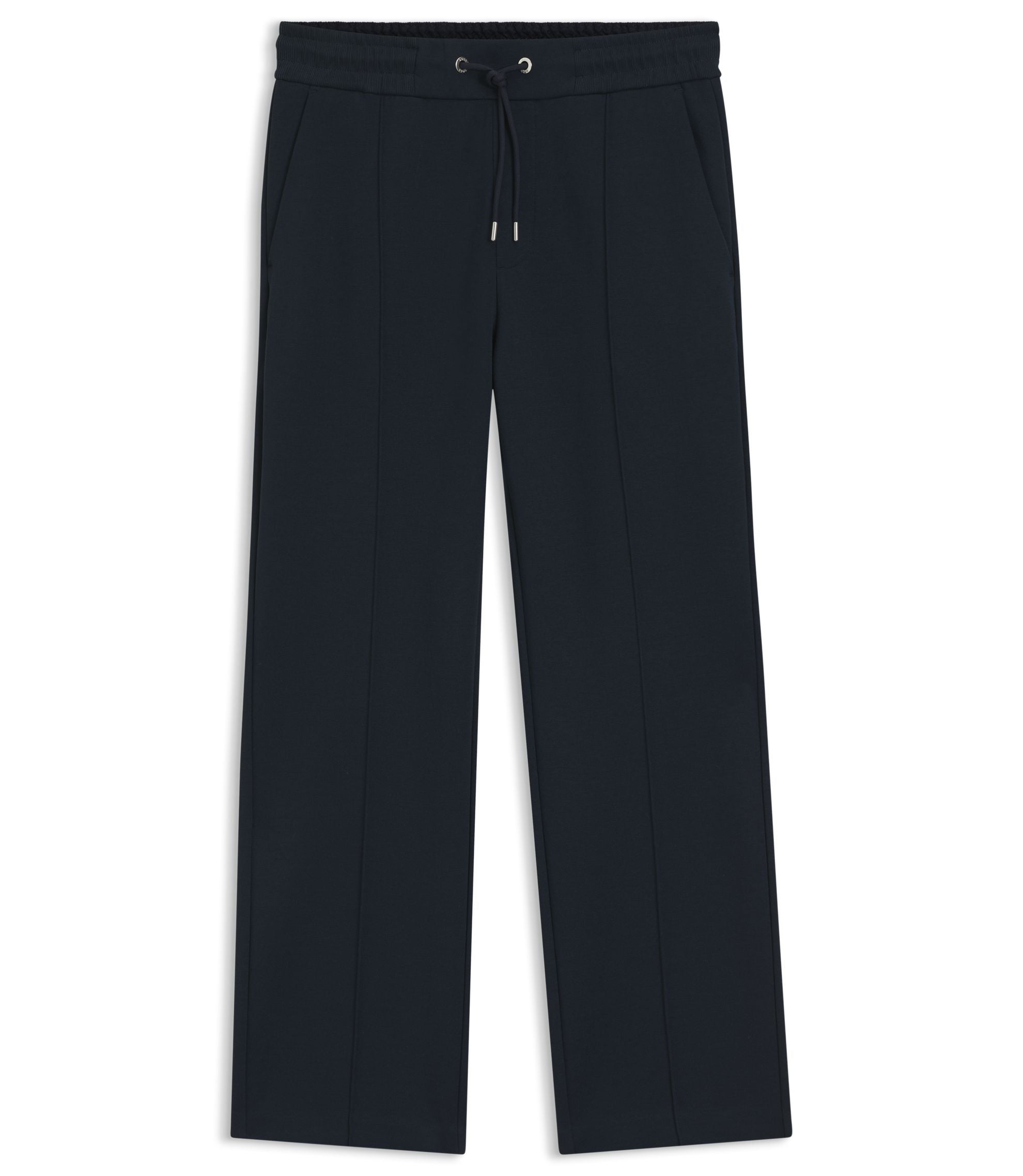 Boss Drawcord Waist Trousers In A Regular Fit Dark Blue