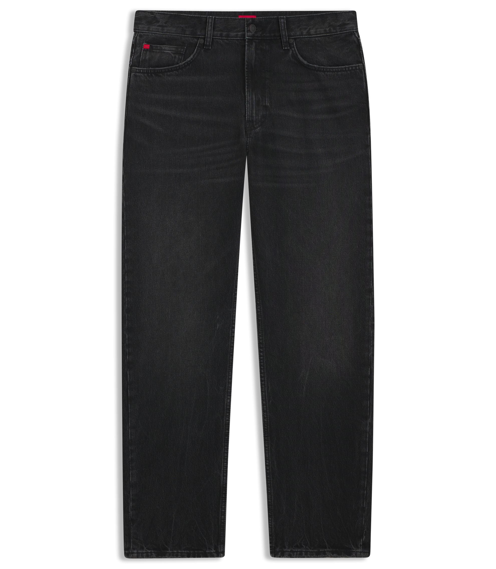 Hugo Grey Regular Fit Jeans In Vintage Wash Denim Dark Grey
