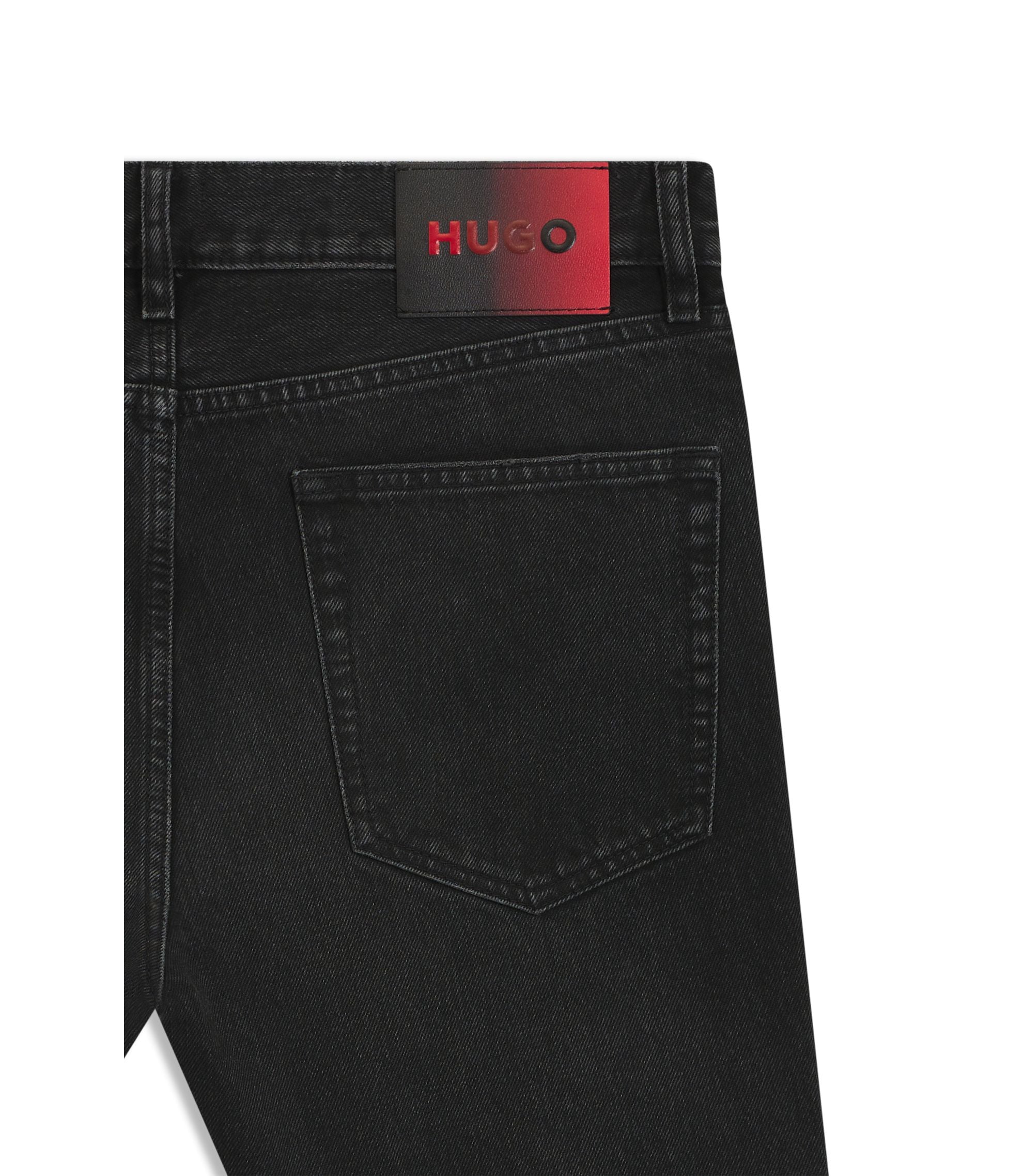 Hugo Grey Regular Fit Jeans In Vintage Wash Denim Dark Grey