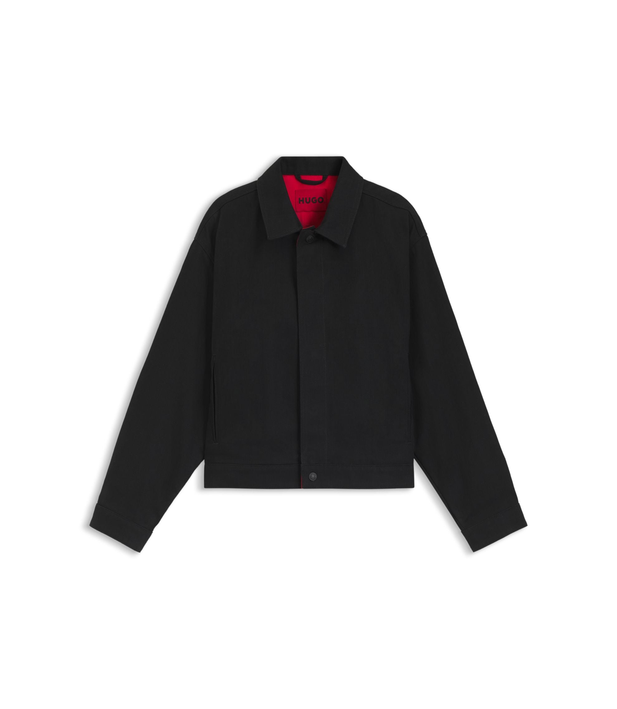 Hugo Black Regular Fit Jacket In Japanese Denim Black