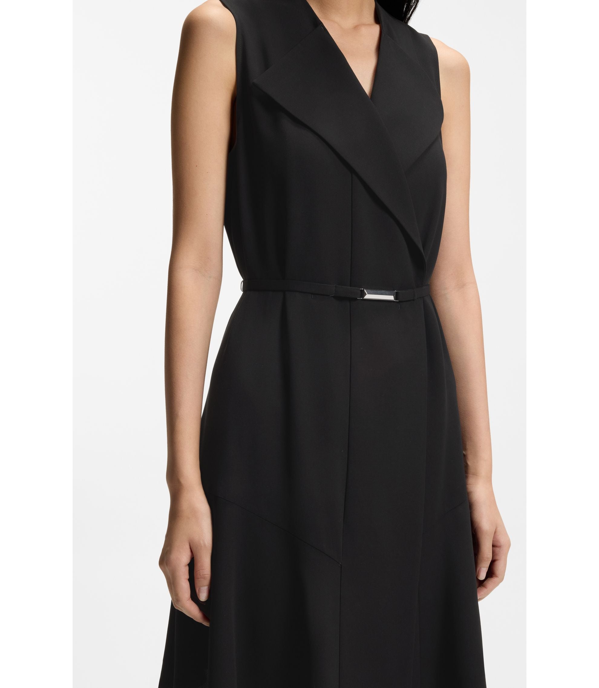 Boss Crepe Wrap Dress With Belt Black Women's