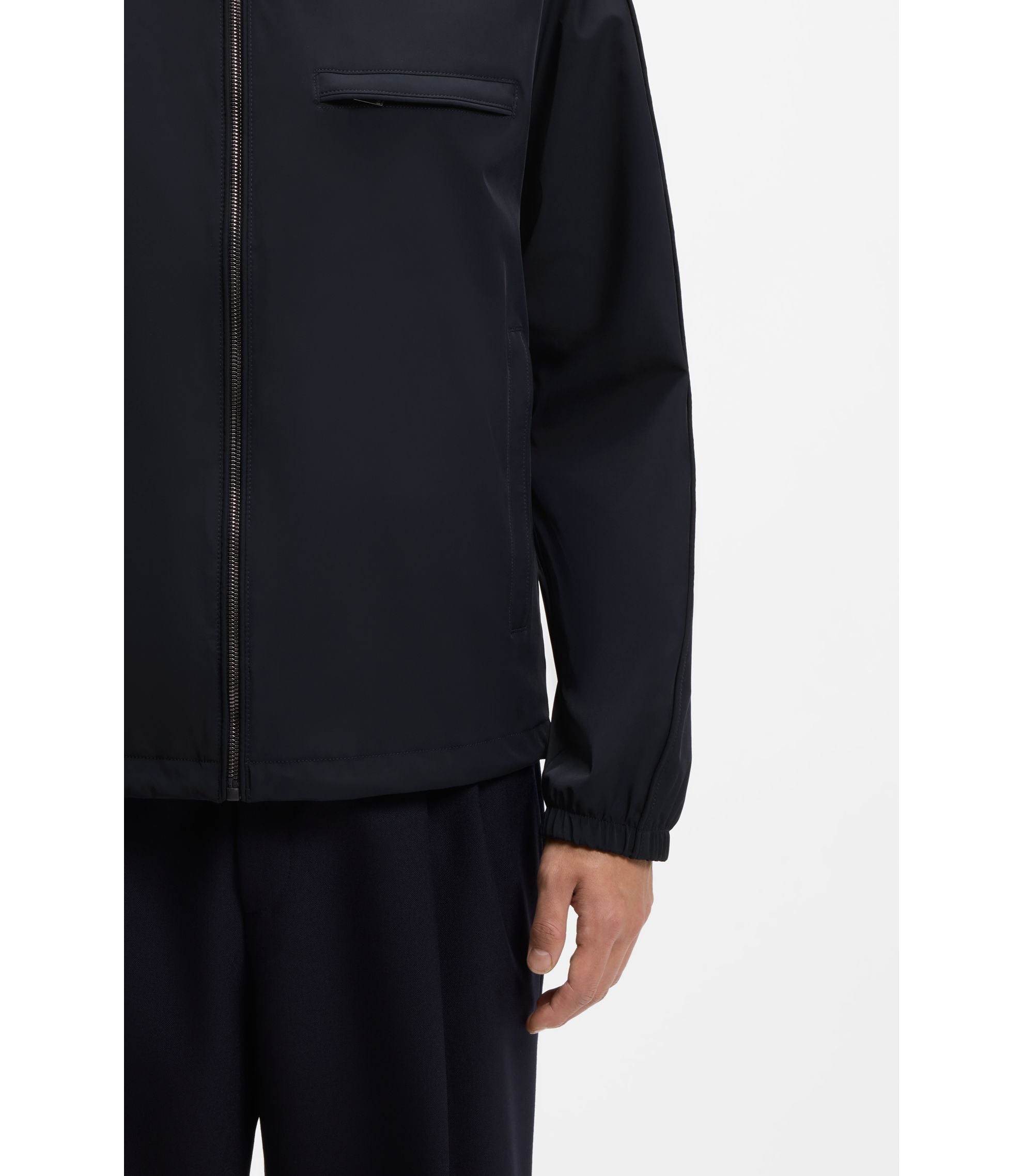 Boss Packable Hood Jacket With Water Repellent Finish Dark Blue