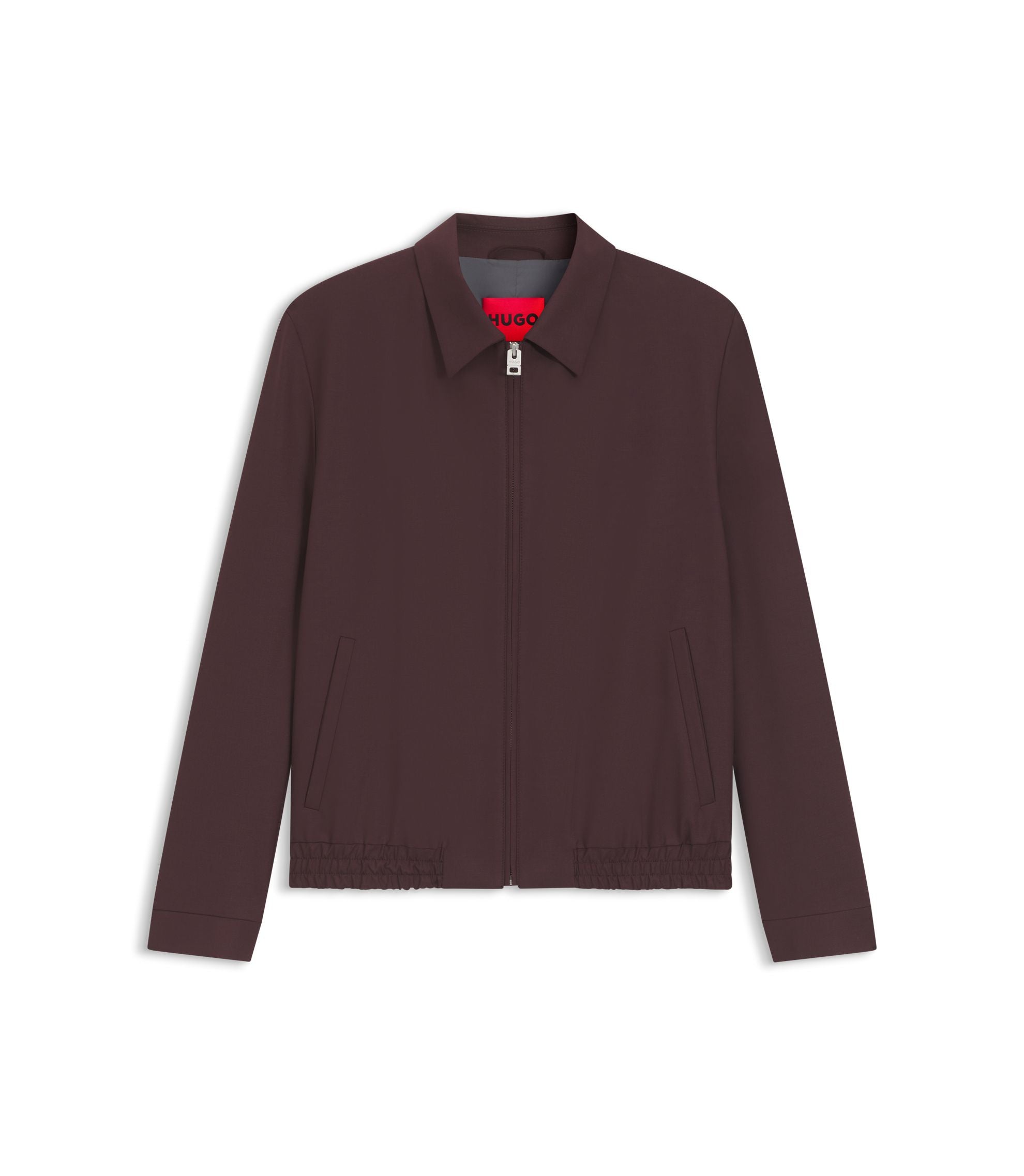 Hugo Slim Fit Jacket In Wool Blend Poplin Light Brown