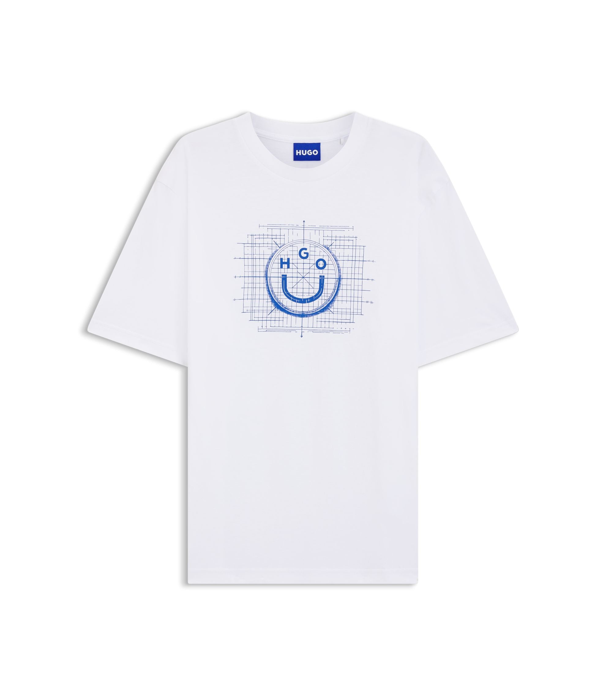 Hugo Logo Artwork T Shirt In Cotton Jersey White