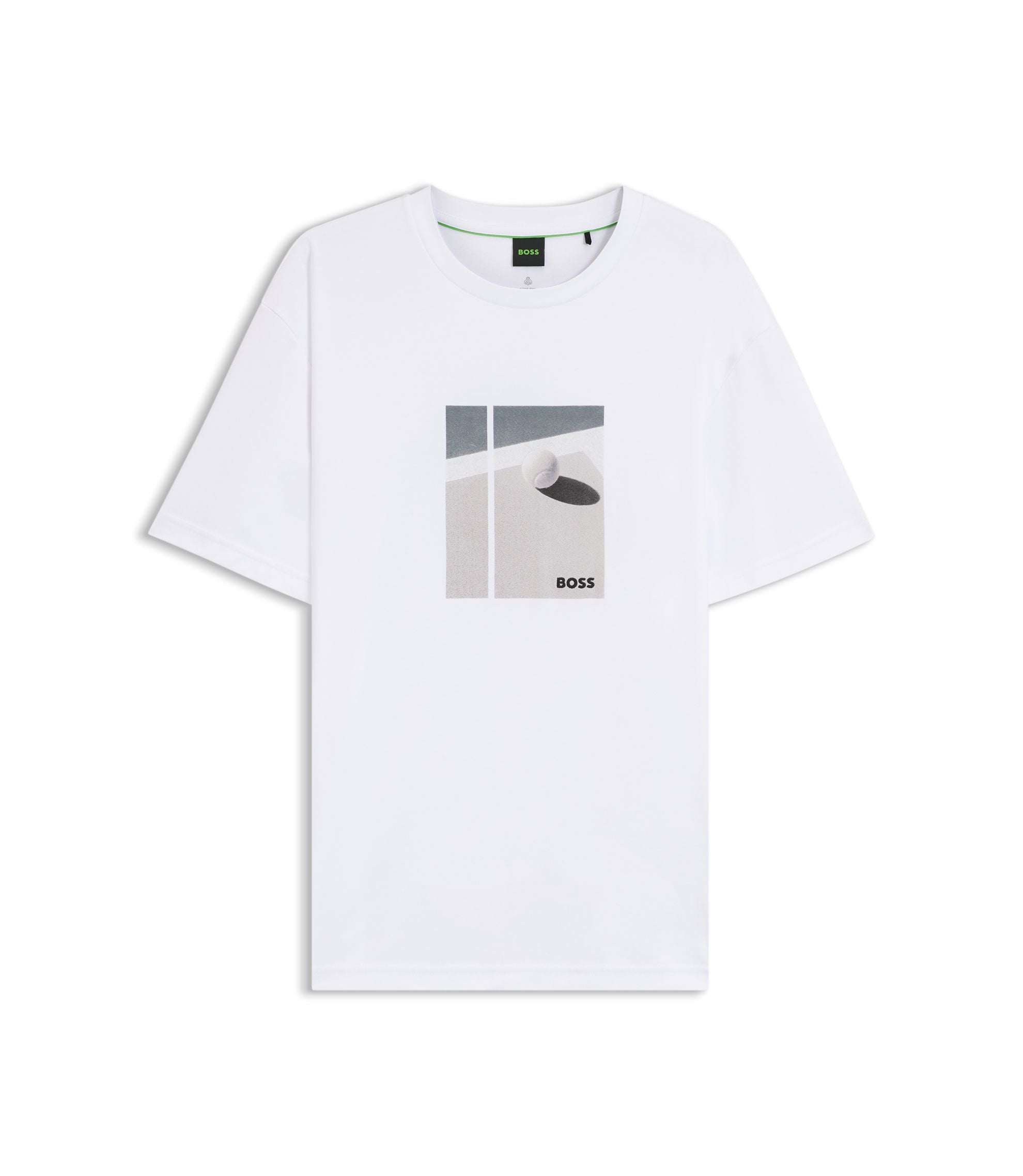 Boss Tennis Artwork T Shirt In Pima Cotton White