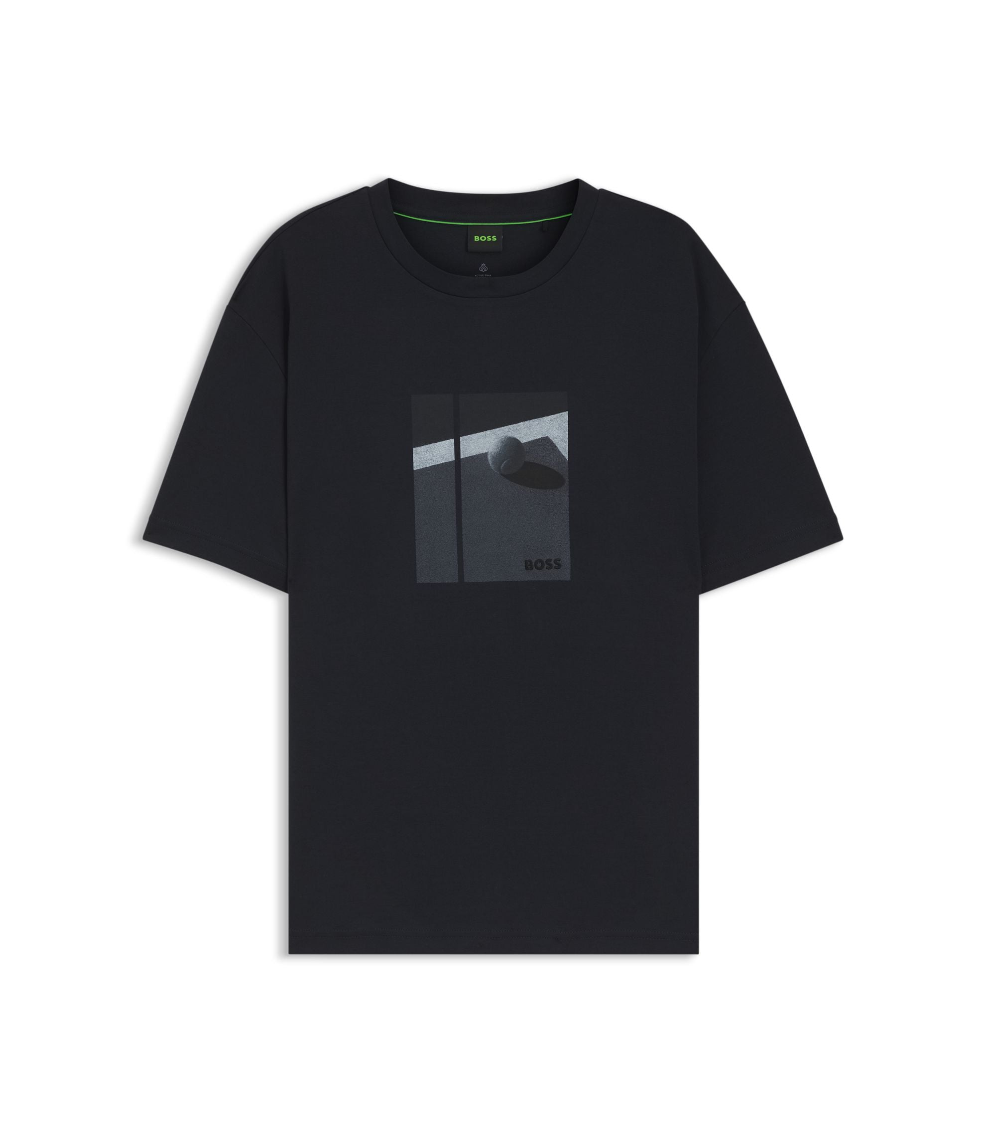 Boss Tennis Artwork T Shirt In Pima Cotton Dark Blue