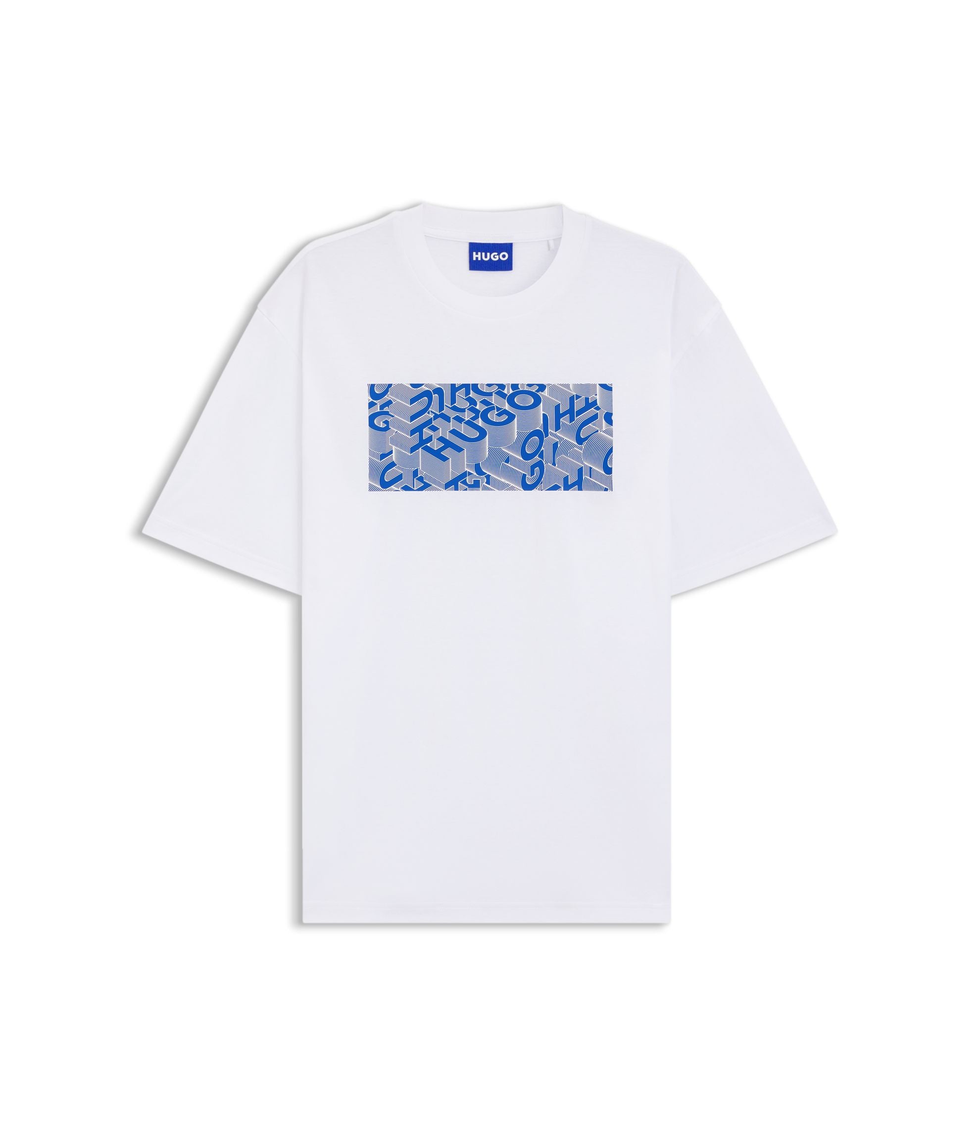 Hugo Printed Artwork T Shirt In Cotton Jersey White