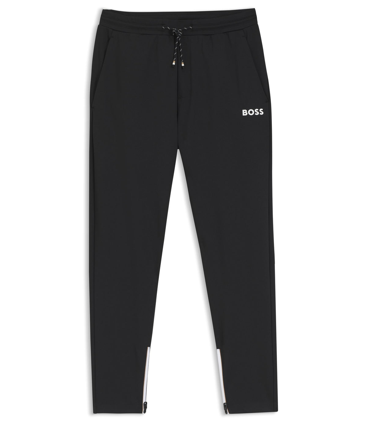 Boss Active Stretch Gabardine Tracksuit Bottoms With Zipped Hems Black