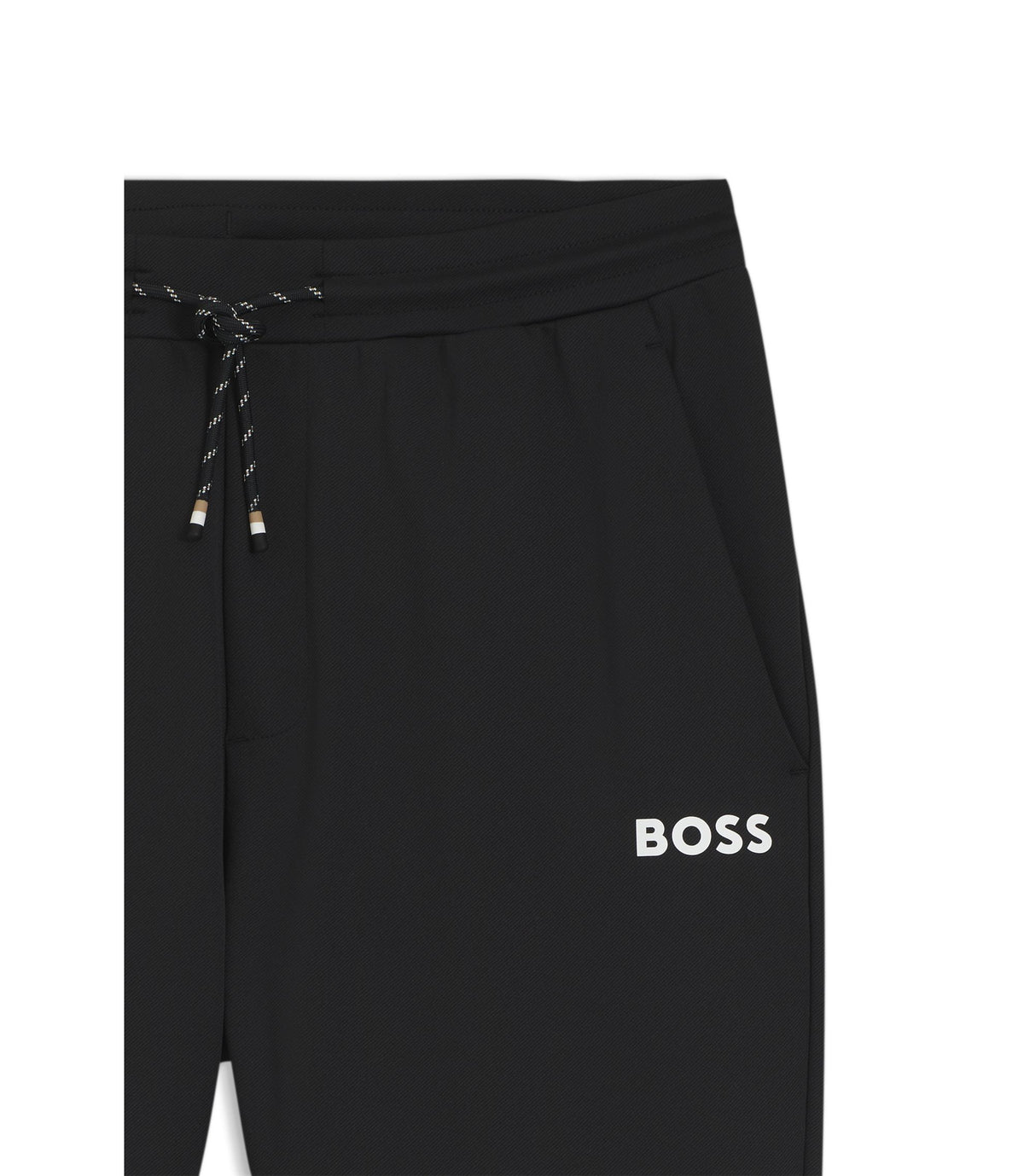 Boss Active Stretch Gabardine Tracksuit Bottoms With Zipped Hems Black