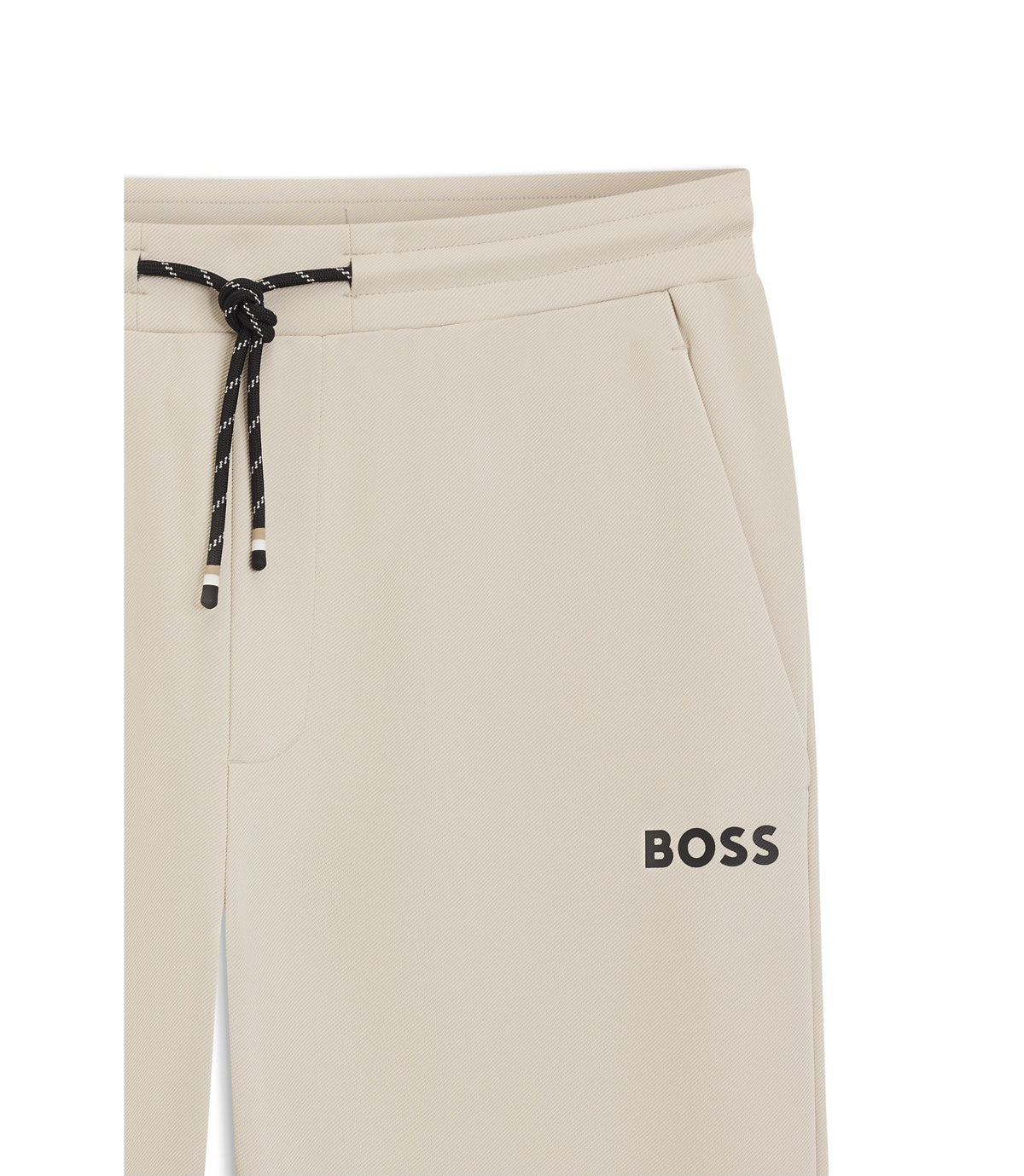 Boss Active Stretch Gabardine Tracksuit Bottoms With Zipped Hems Light Beige