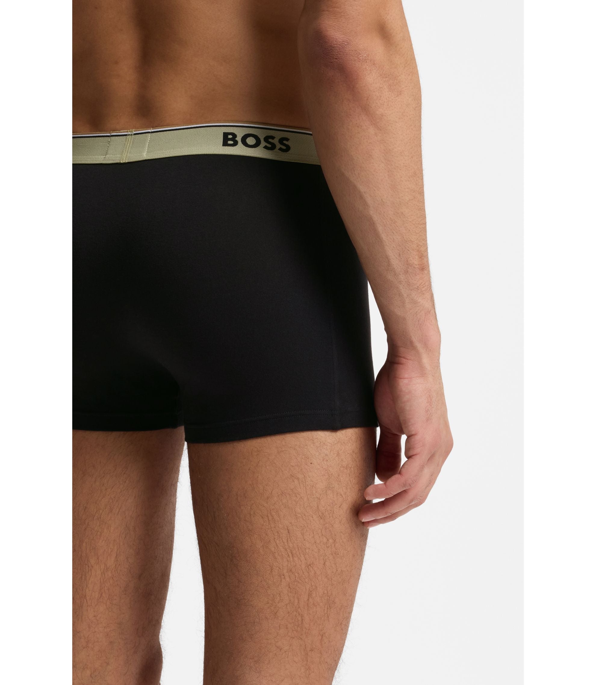 Boss Three Pack Of Trunks With Logo Waistbands Light Green