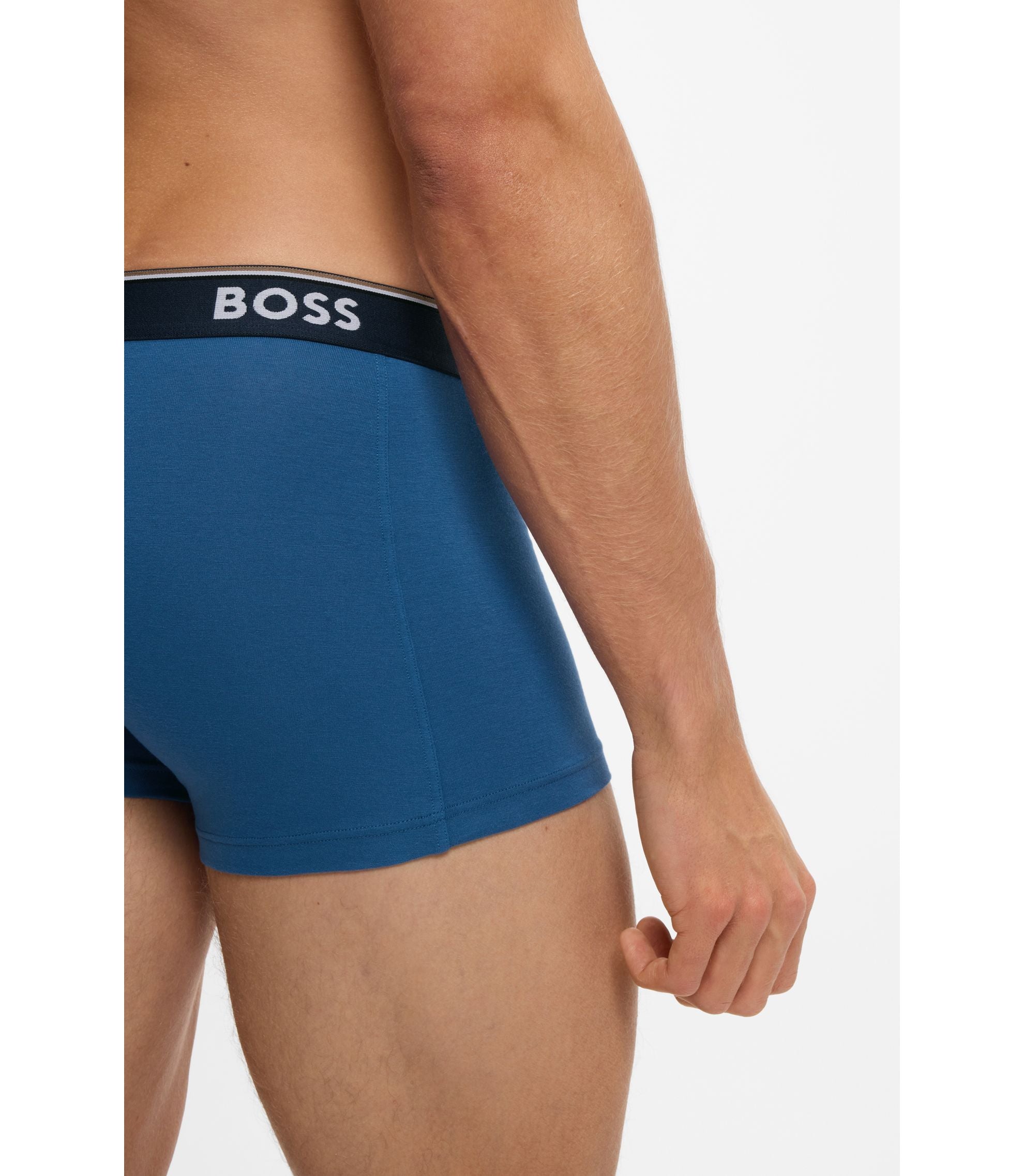 Boss Three Pack Of Trunks With Logo Waistbands Light Blue
