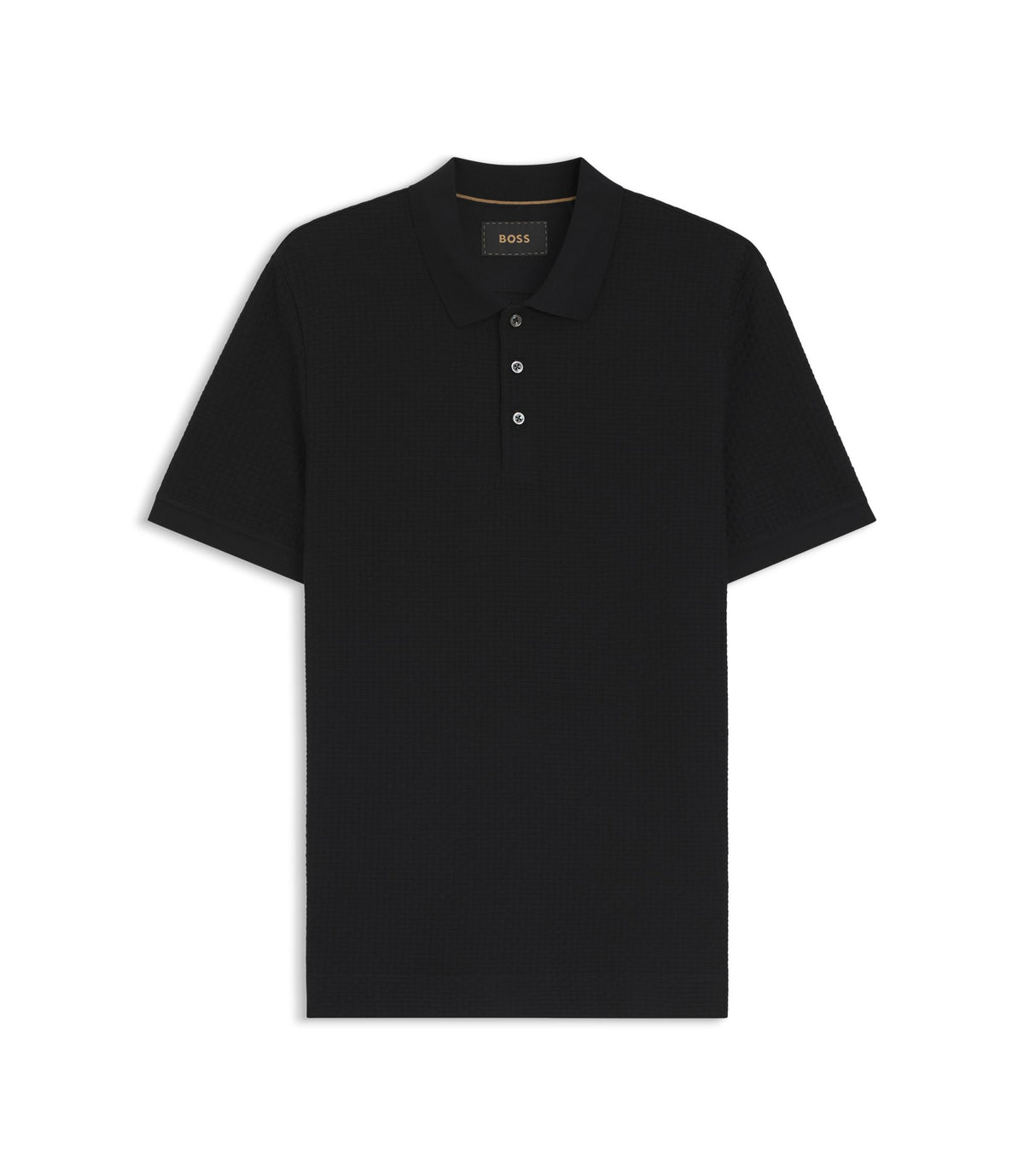 Boss Basket Weave Polo Shirt In Cotton Black