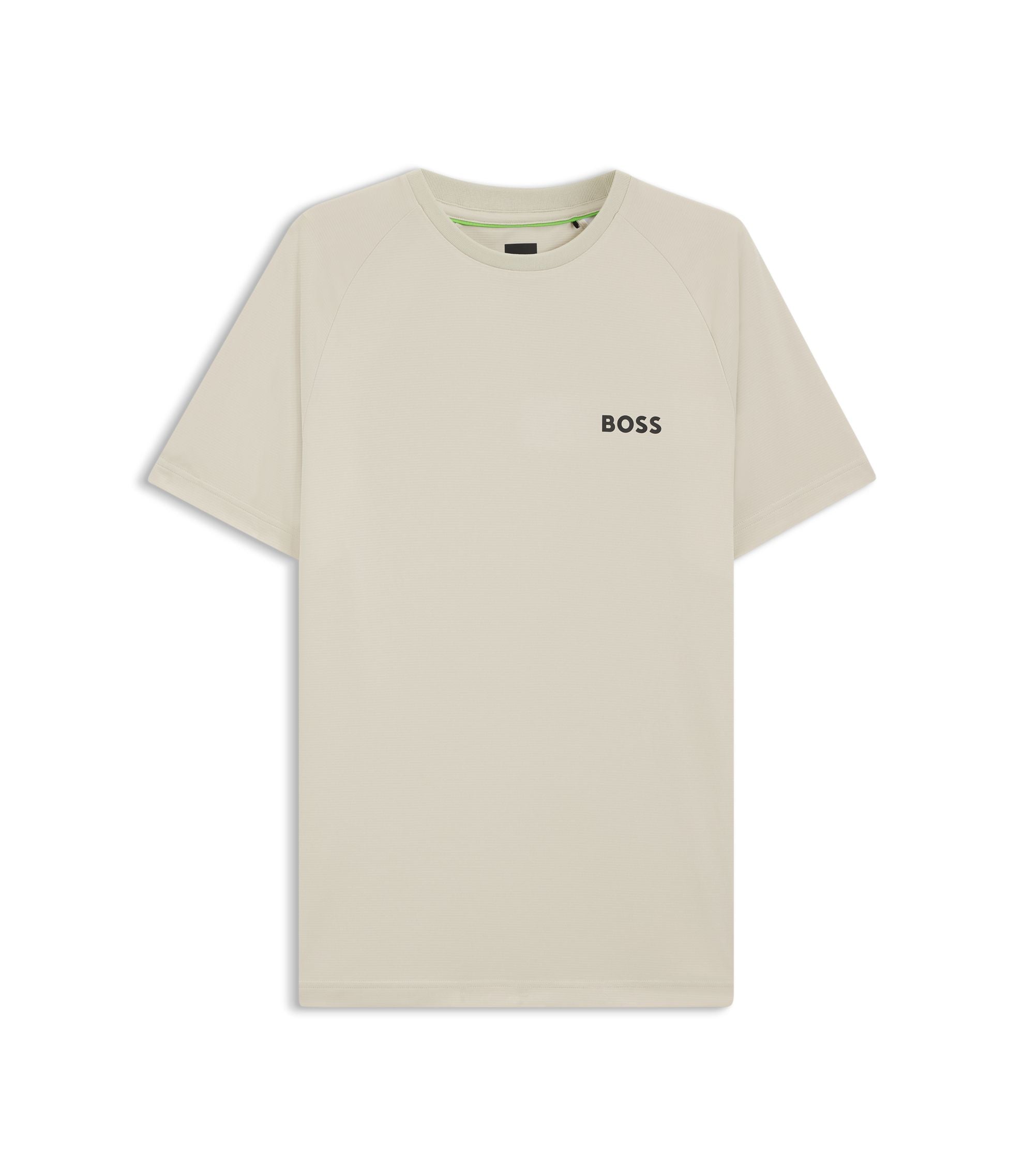 Boss Active Quick Dry Slim Fit T Shirt With Four Way Stretch Light Beige