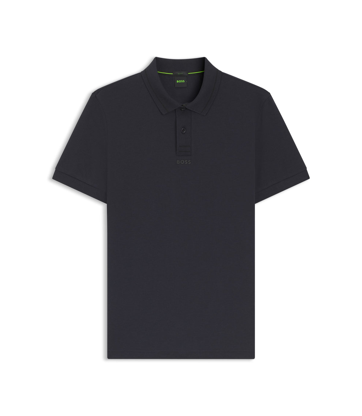 Boss Centred Logo Slim Fit Polo Shirt In Cotton Piqu Dark Blue