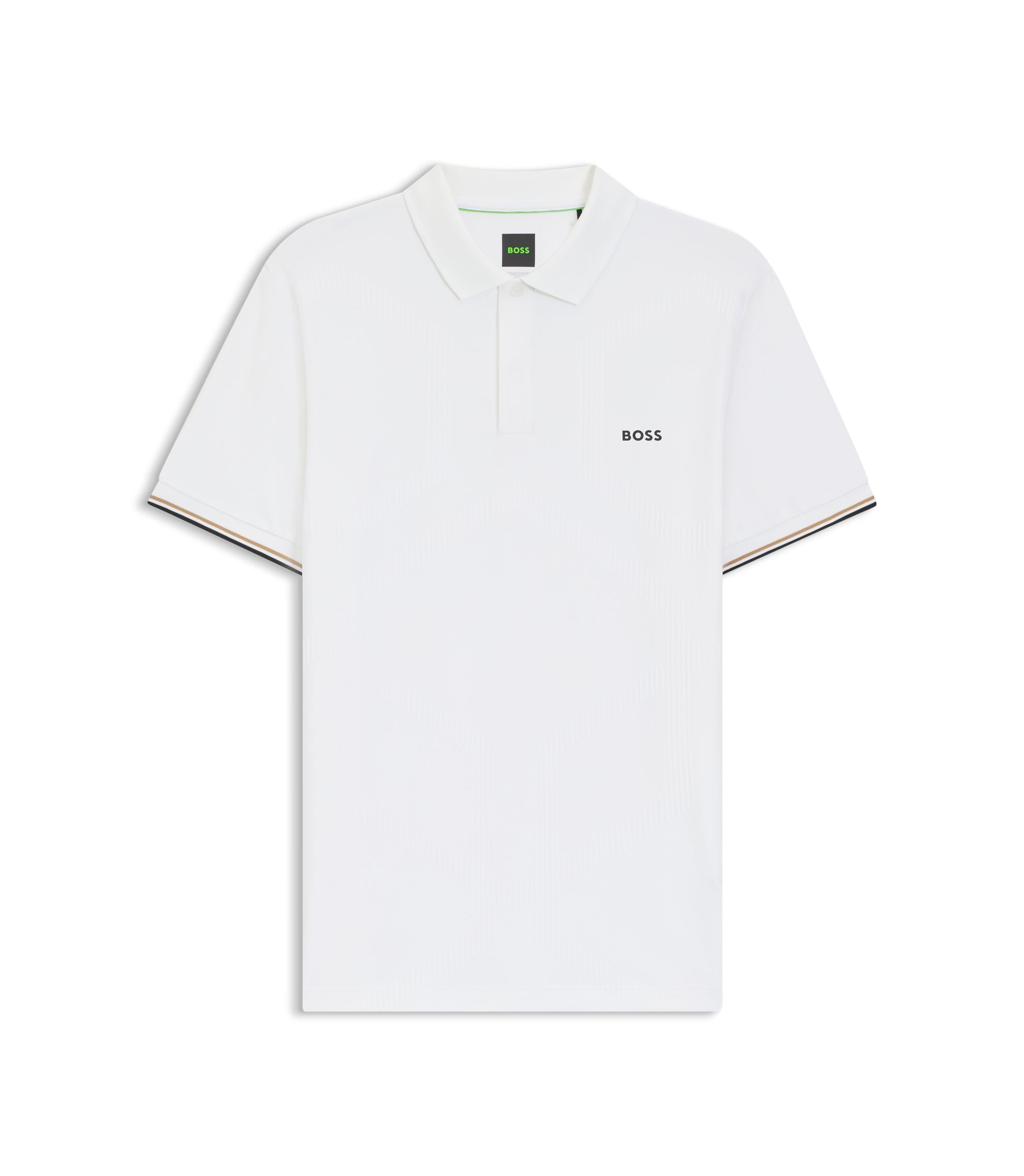 Boss Bodymap Detail Polo Shirt With Quick Dry Performance White
