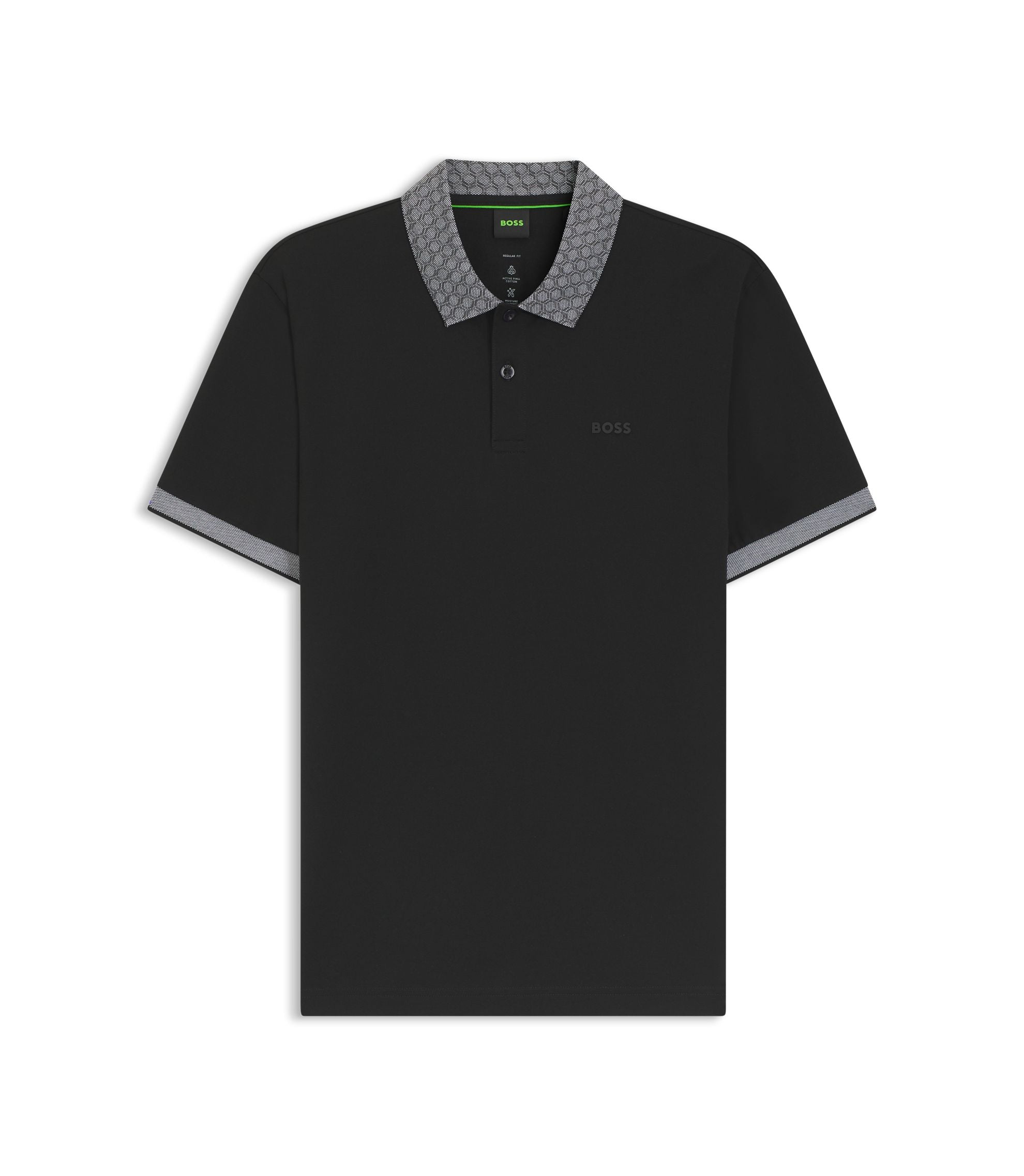 Boss Paddy Polo Shirt In Stretch Cotton Piqu Black