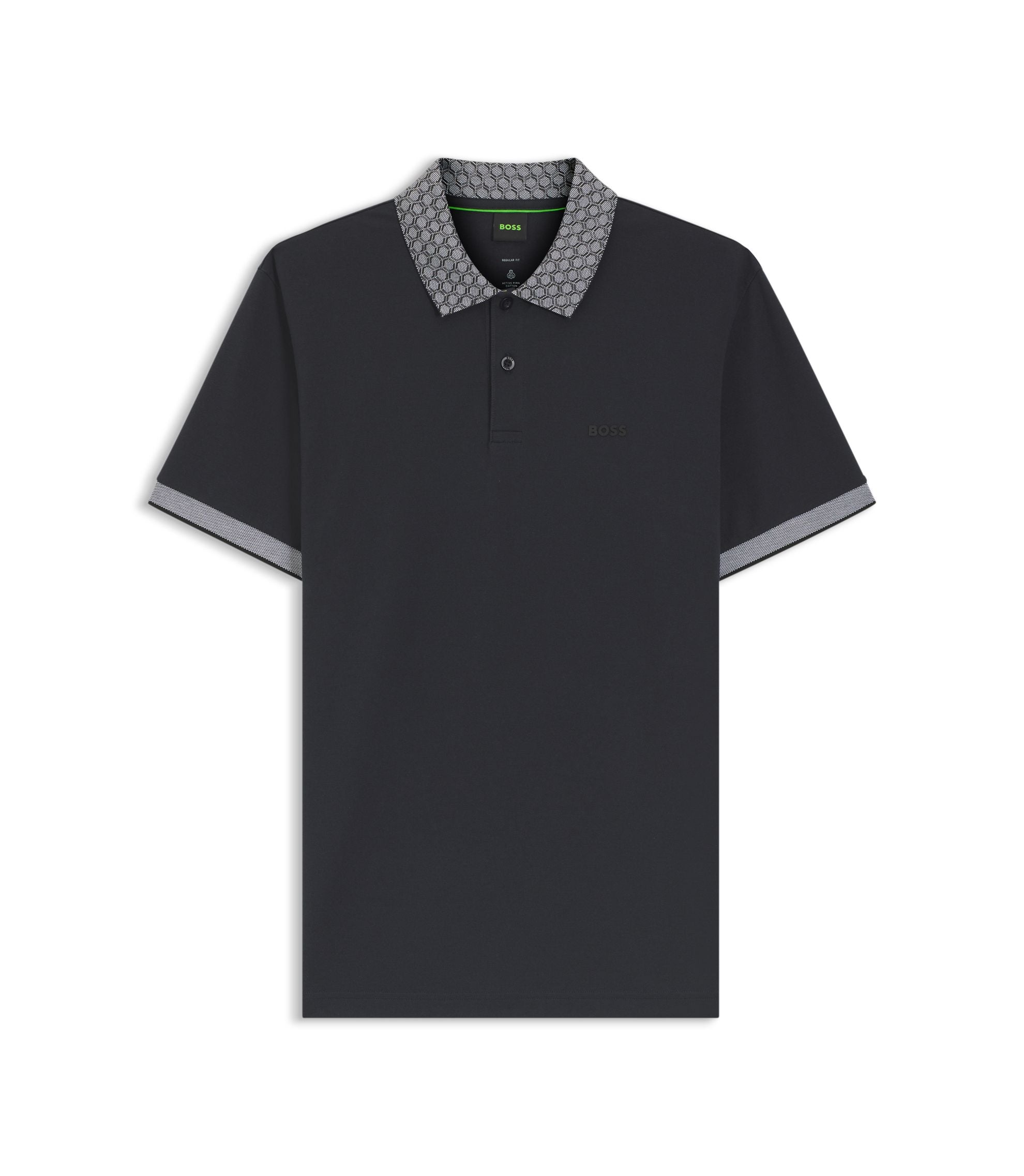 Boss Paddy Polo Shirt In Stretch Cotton Piqu Dark Blue