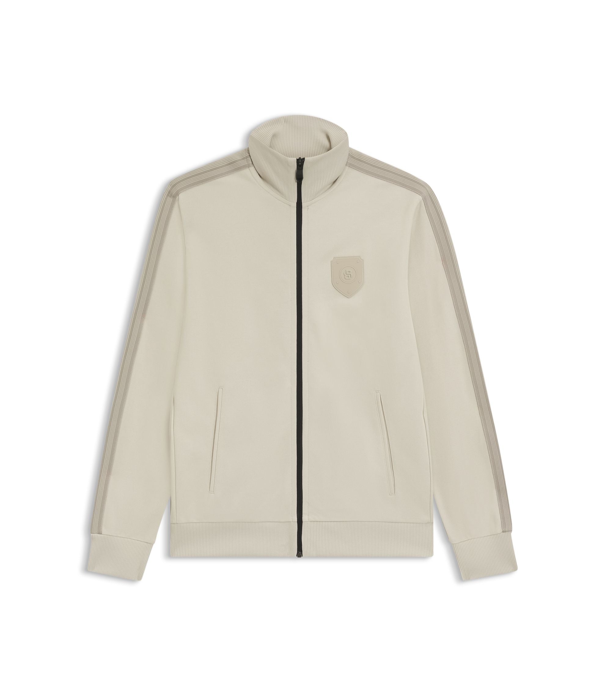 Boss Crest Logo Sweatshirt In A Relaxed Fit Light Beige