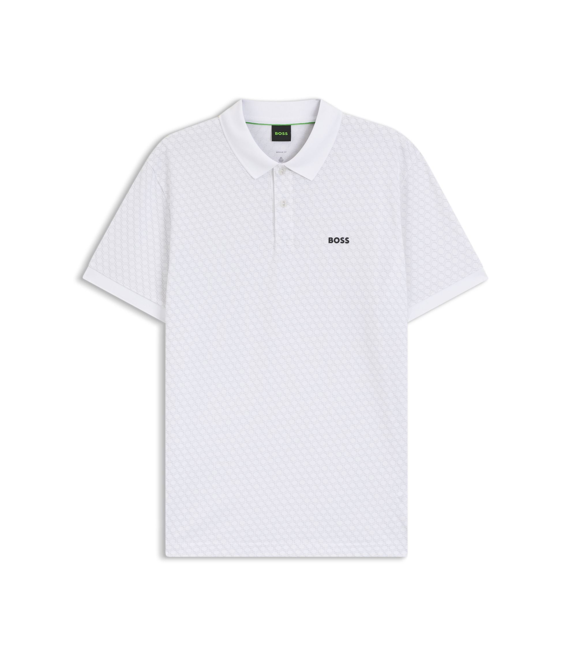 Boss Printed Polo Shirt In Cotton Piqu White