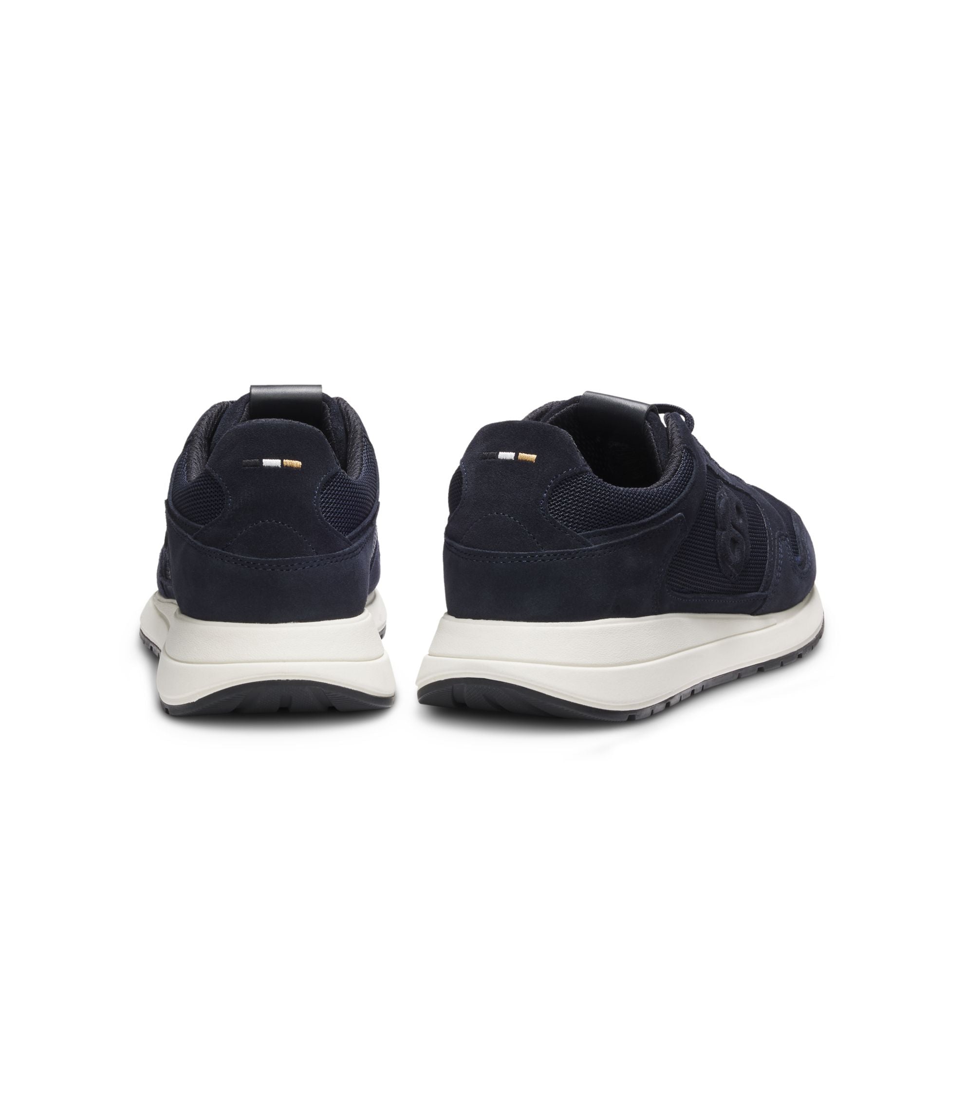 Boss Suede Trim Trainers With Double B Monogram Dark Blue Dark Blue