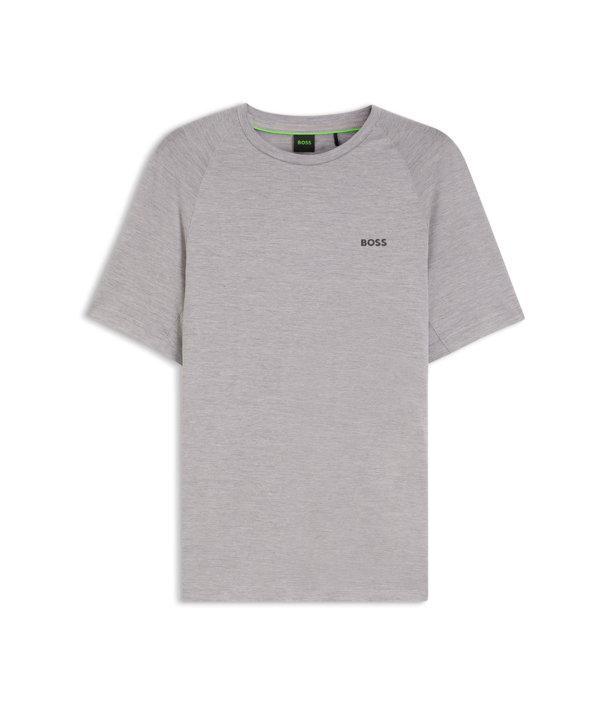 Boss Logo Detail T Shirt In A Slim Fit Light Grey