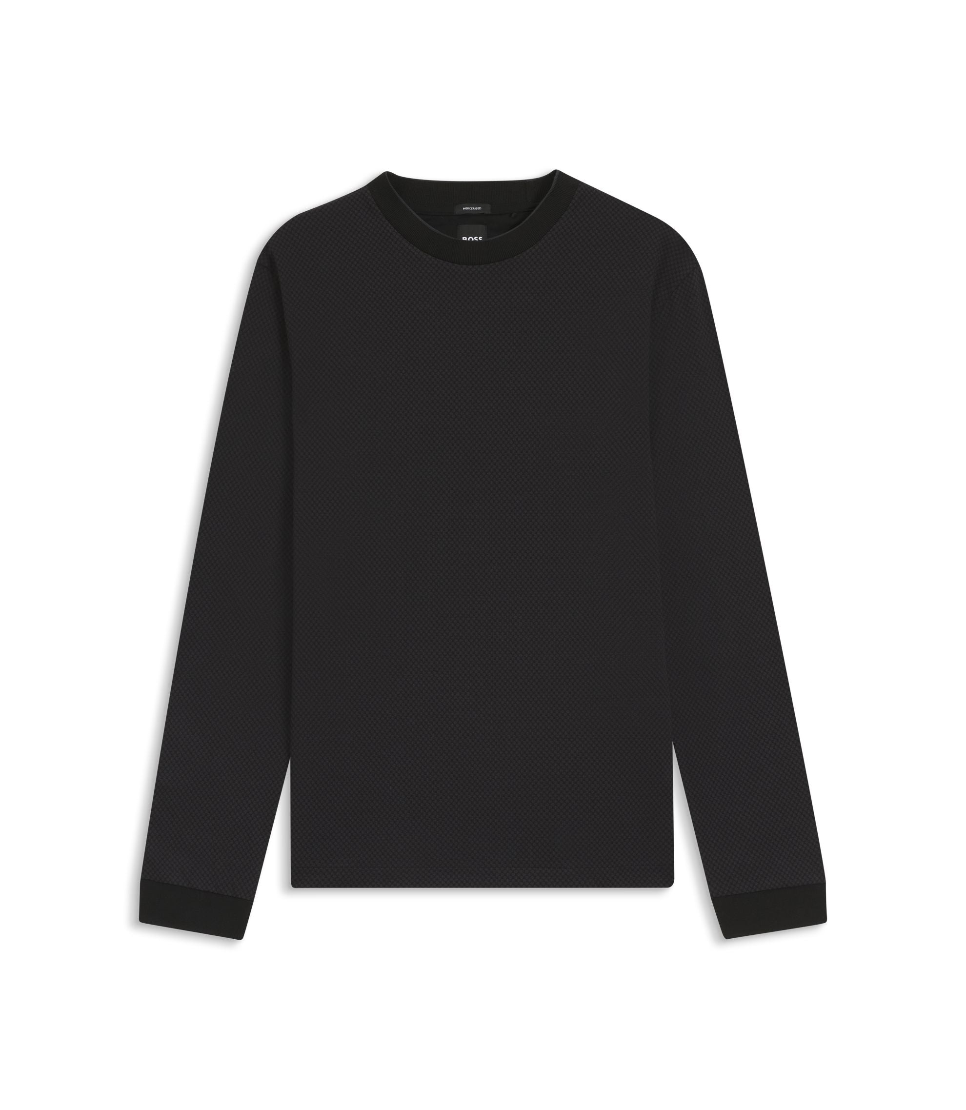 Boss Jacquard Structure T Shirt In Mercerised Cotton Black