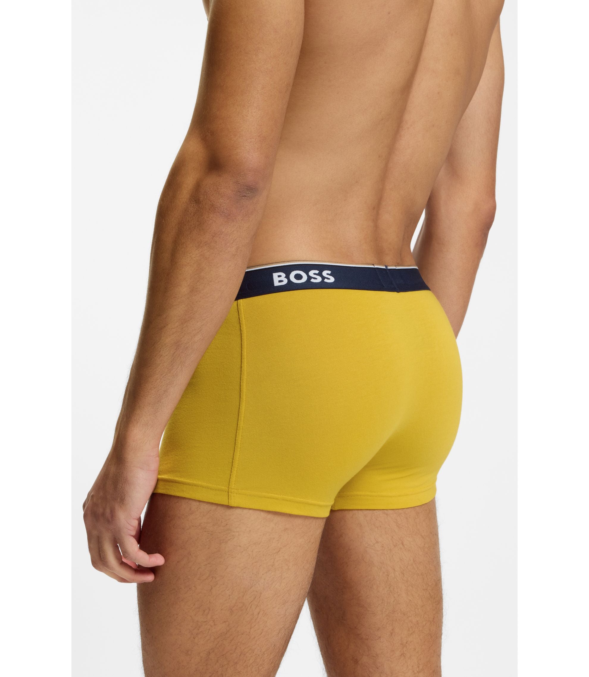Boss Three Pack Of Stretch Cotton Trunks With Logo Waistbands Light Green