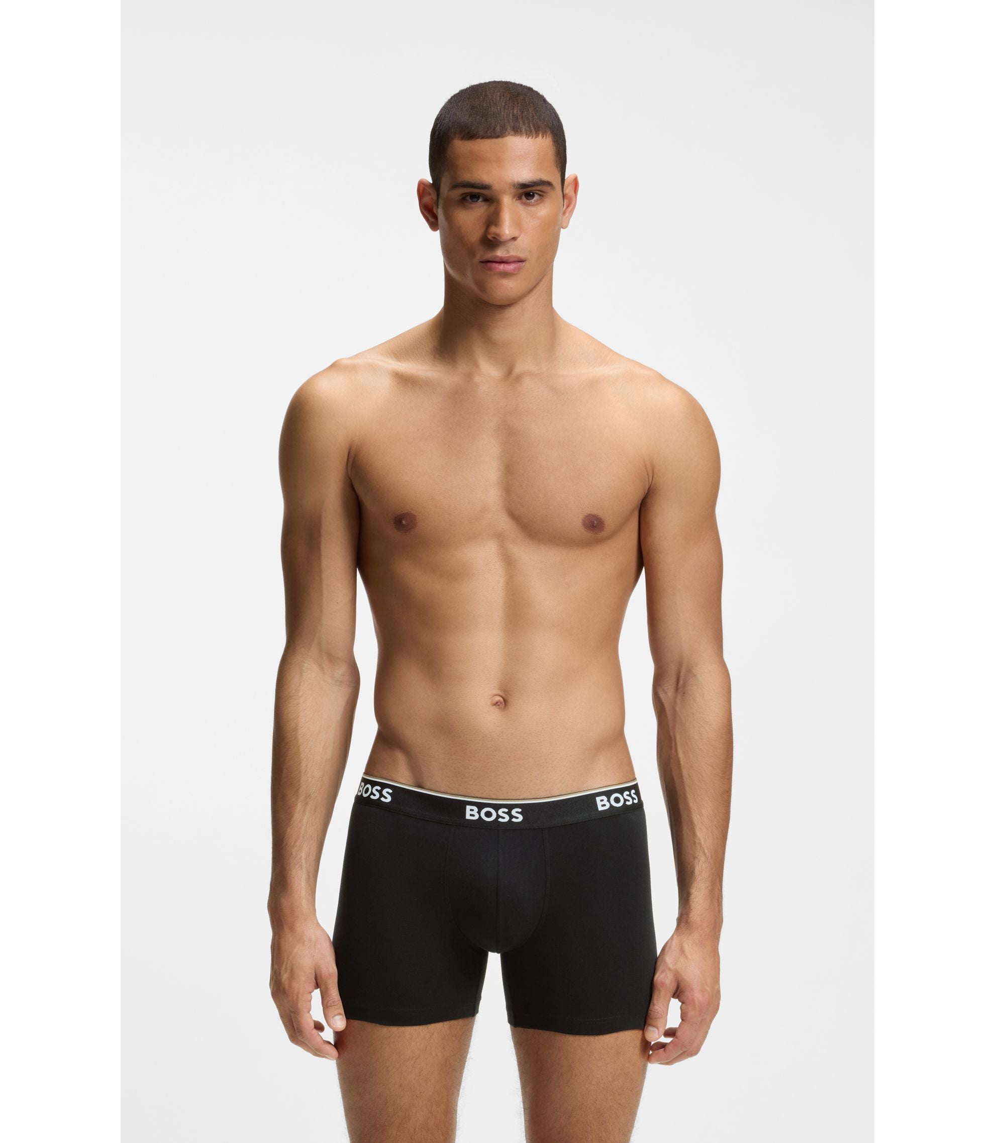 Boss Three Pack Of Logo Waistband Boxer Briefs Light Blue