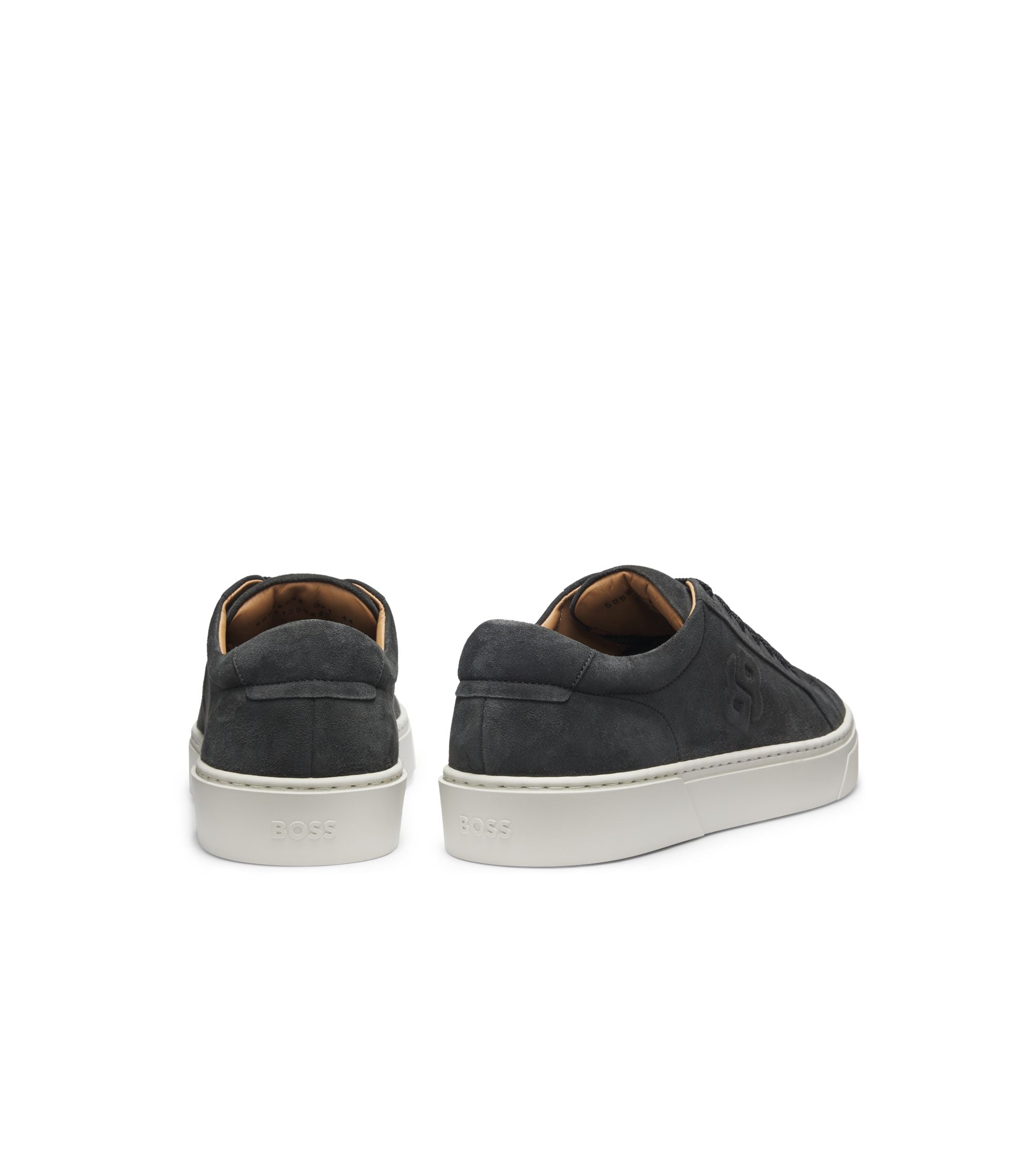 Boss Gary Trainers In Velour Effect Suede Dark Grey Dark Grey