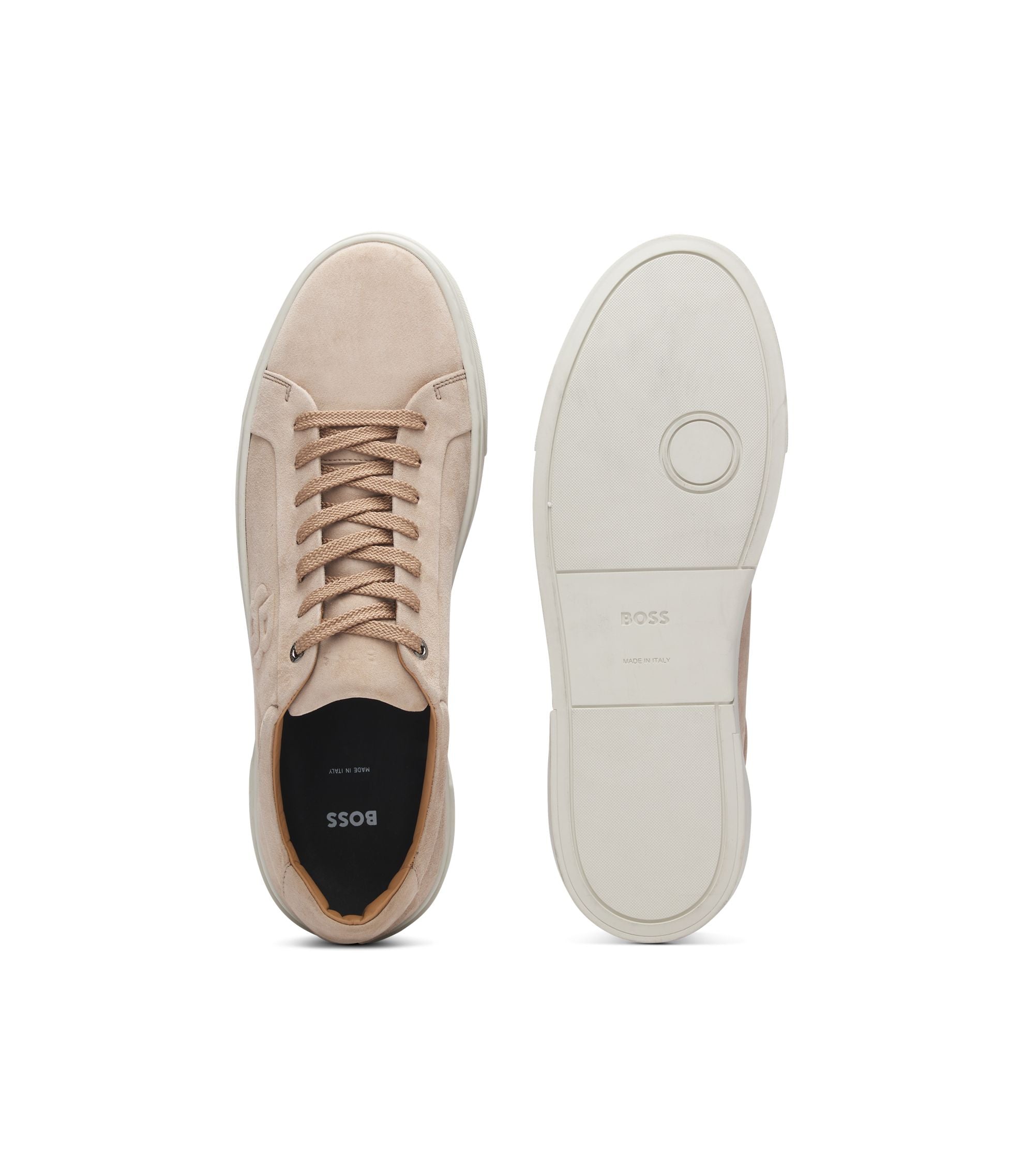 Boss Gary Trainers In Velour Effect Suede Khaki Khaki