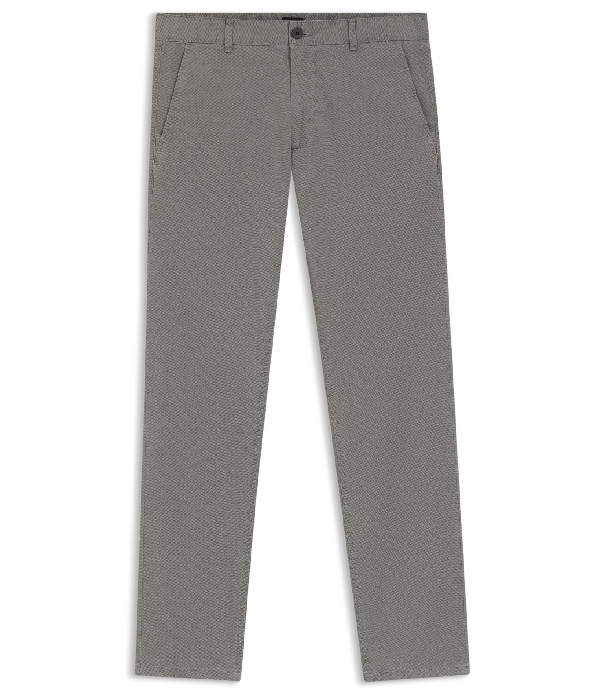 Boss Slim Fit Chinos In Printed Stretch Cotton Twill Silver