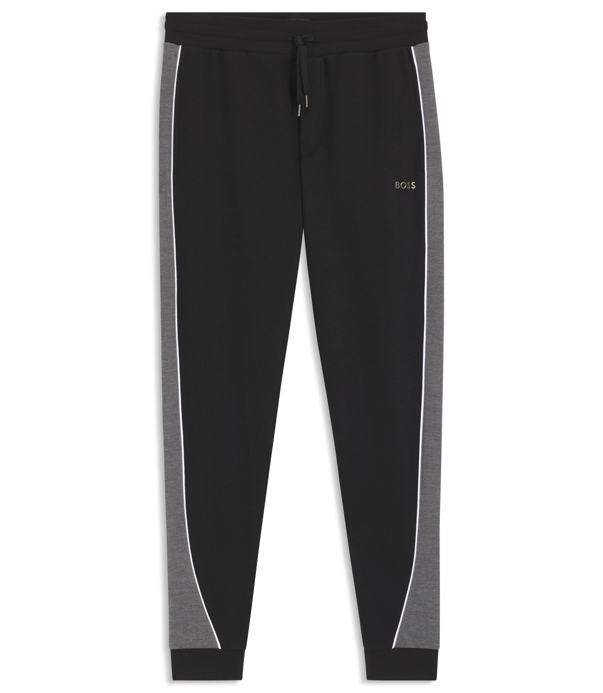 Boss Contrast Piping Tracksuit Bottoms In A Cotton Blend Black