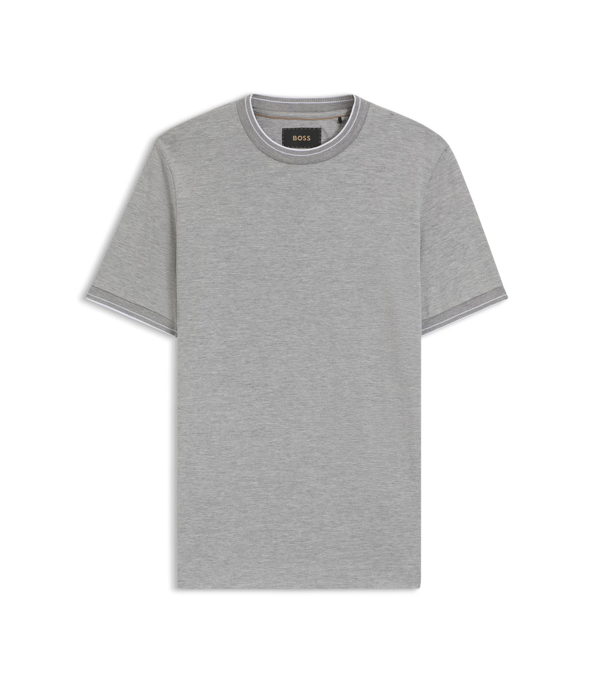 Boss Collar Tipping T Shirt In Cotton And Silk Silver