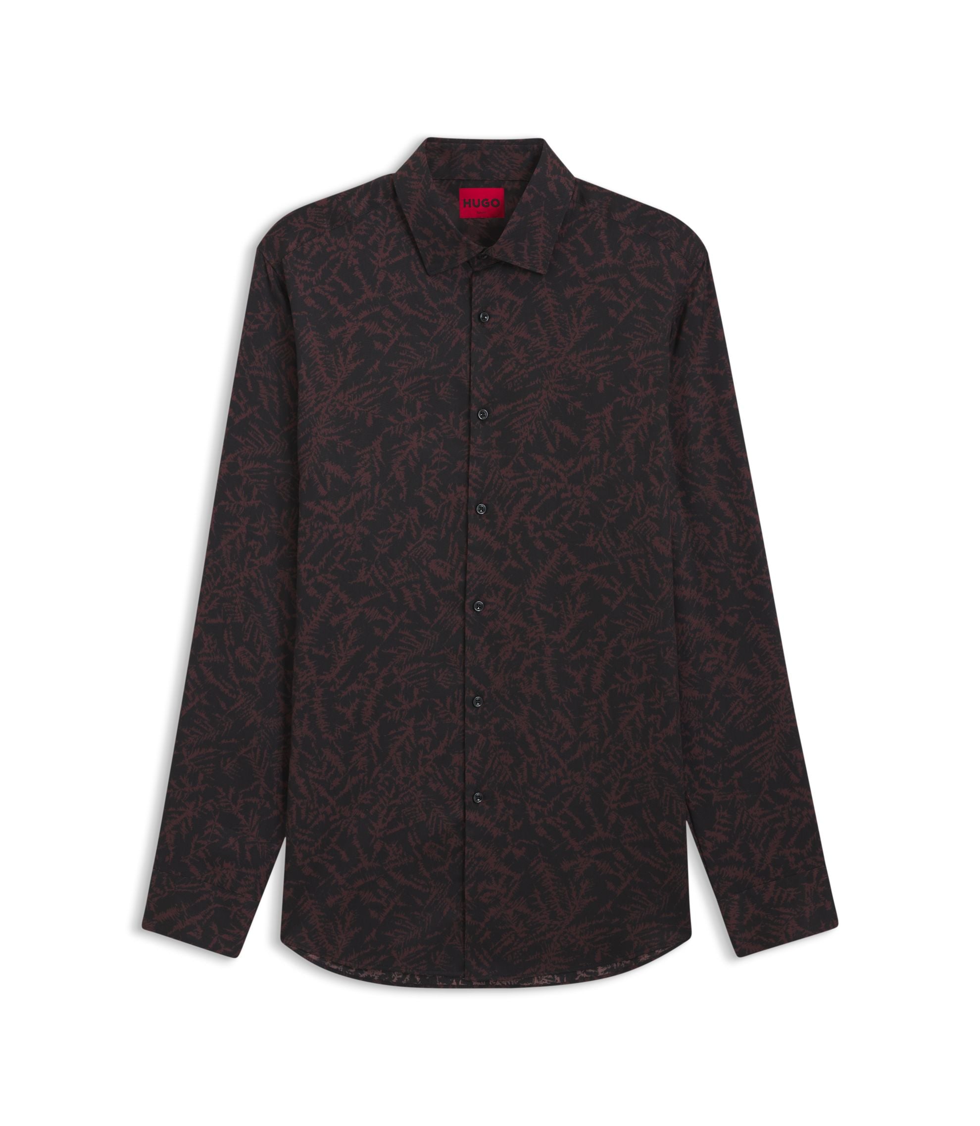 Hugo Slim Fit Shirt With All Over Print Light Brown