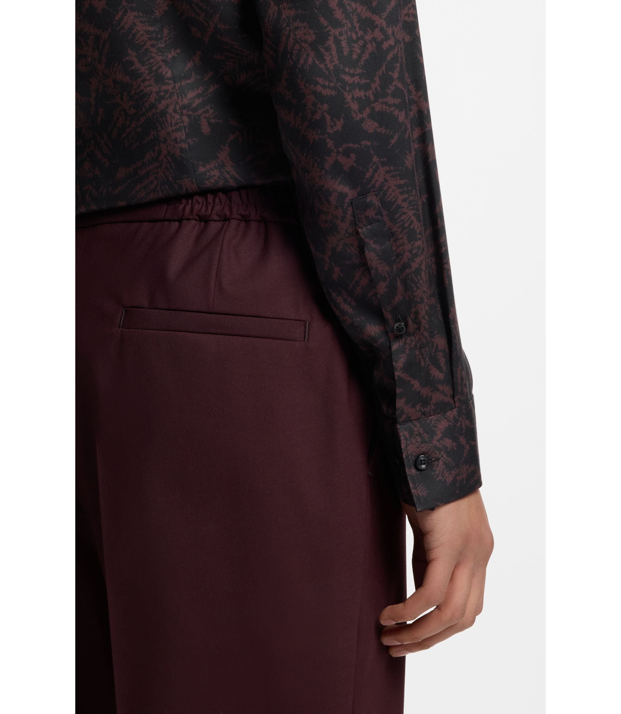 Hugo Slim Fit Shirt With All Over Print Light Brown