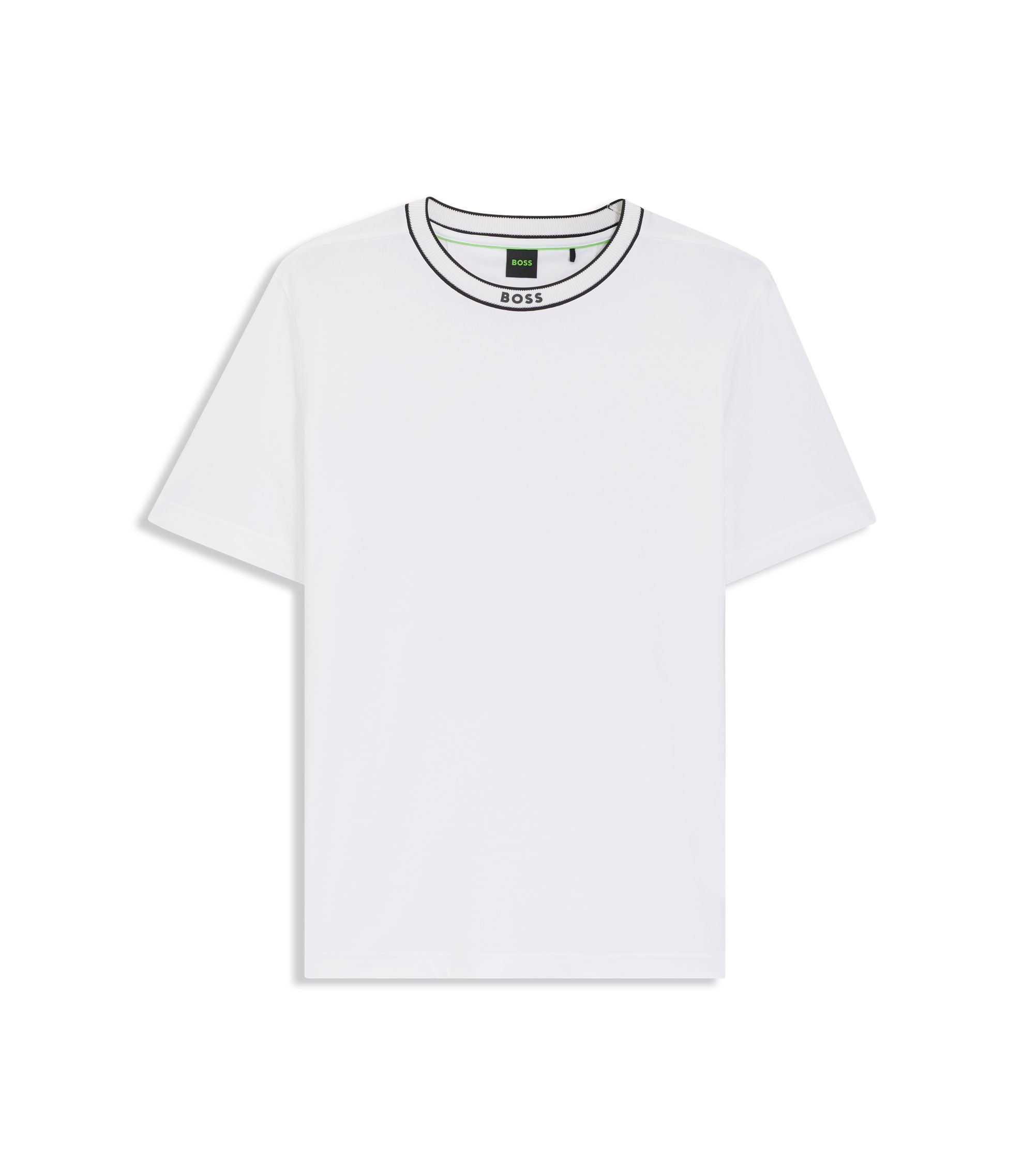 Boss Cotton T Shirt With Logo Crew Neck White