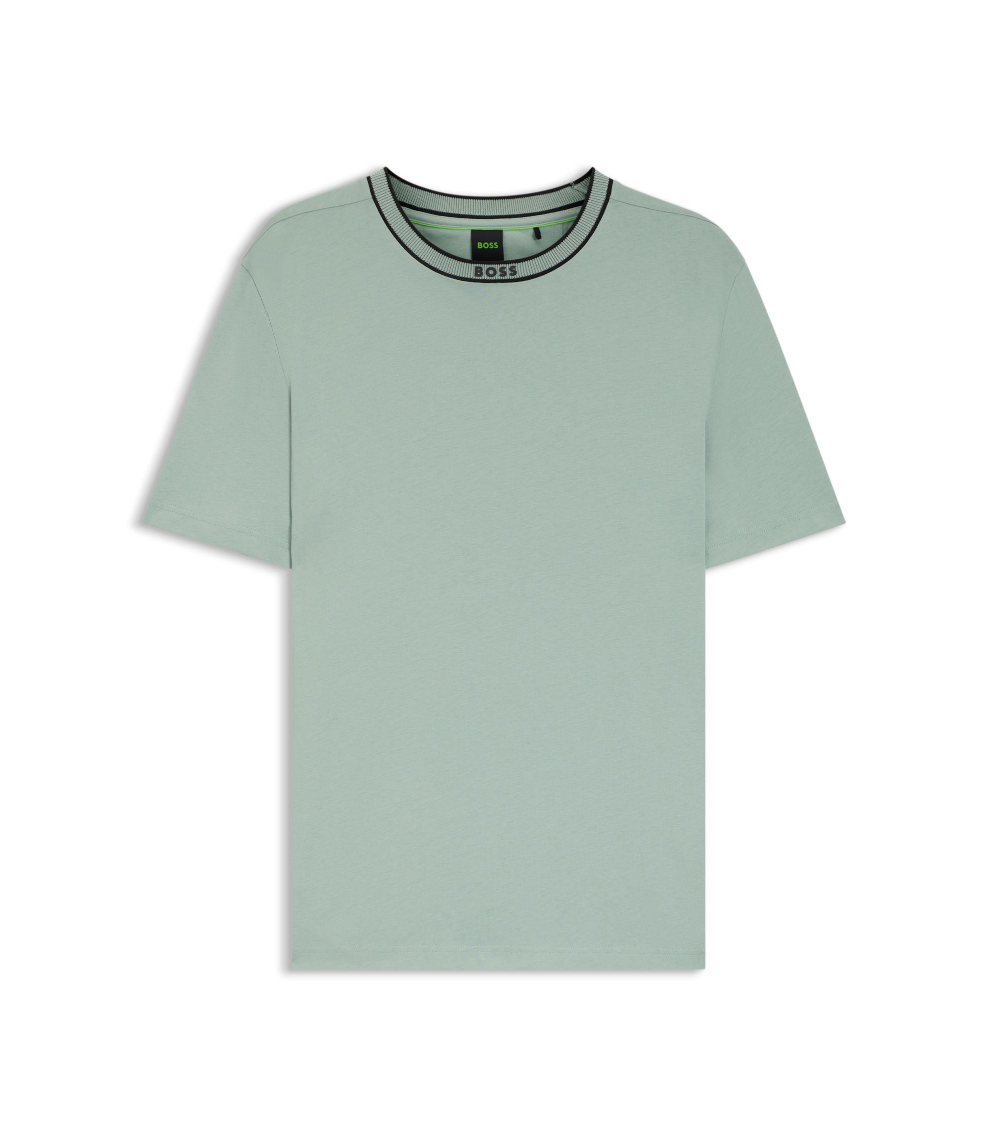 Boss Cotton T Shirt With Logo Crew Neck Light Green