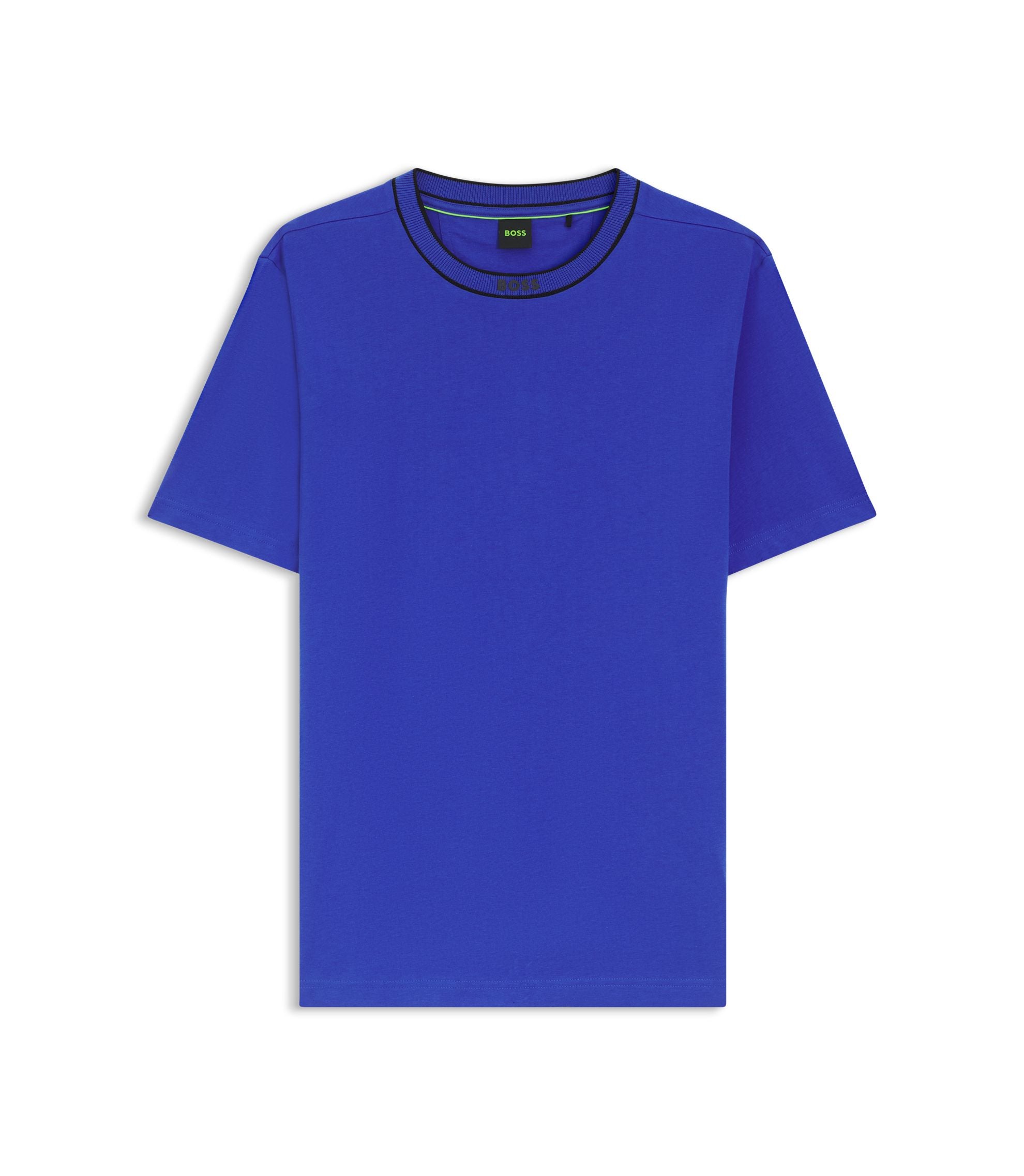Boss Cotton T Shirt With Logo Crew Neck Blue