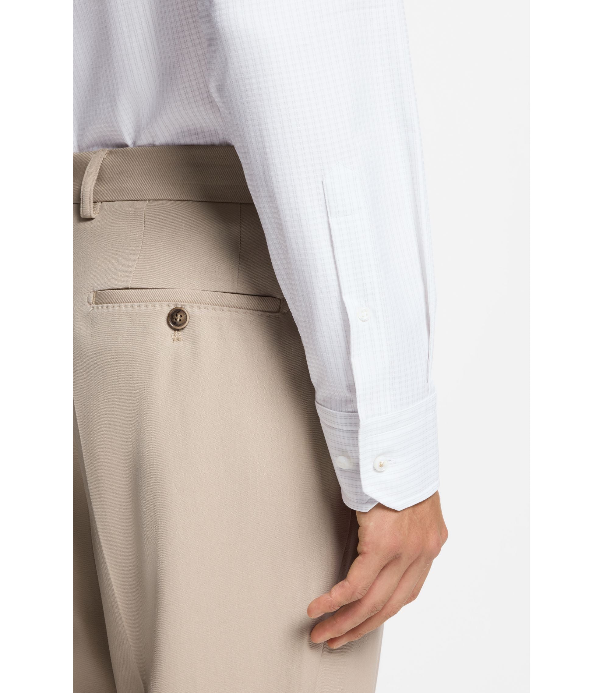 Boss Striped Regular Fit Shirt In Italian Made Cotton Silver