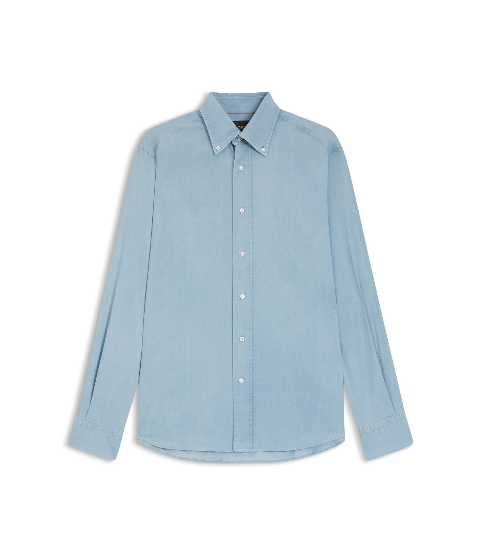 Boss Regular Fit Shirt In Italian Made Denim Light Blue