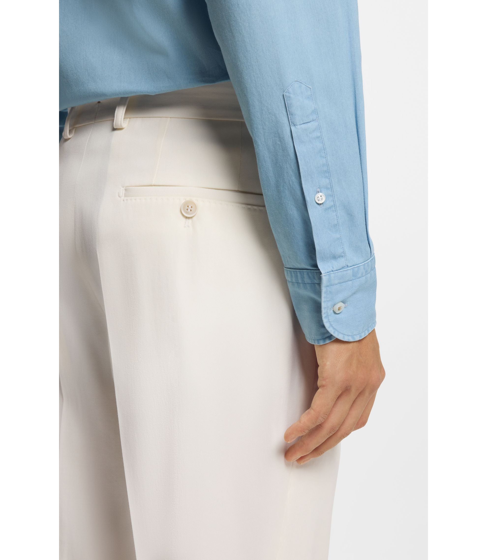 Boss Regular Fit Shirt In Italian Made Denim Light Blue
