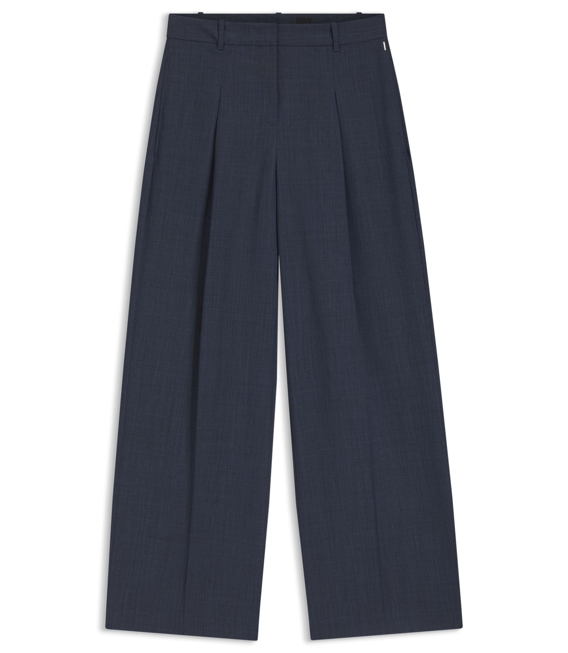 Boss Regular Fit Trousers In Virgin Wool Dark Blue Women's